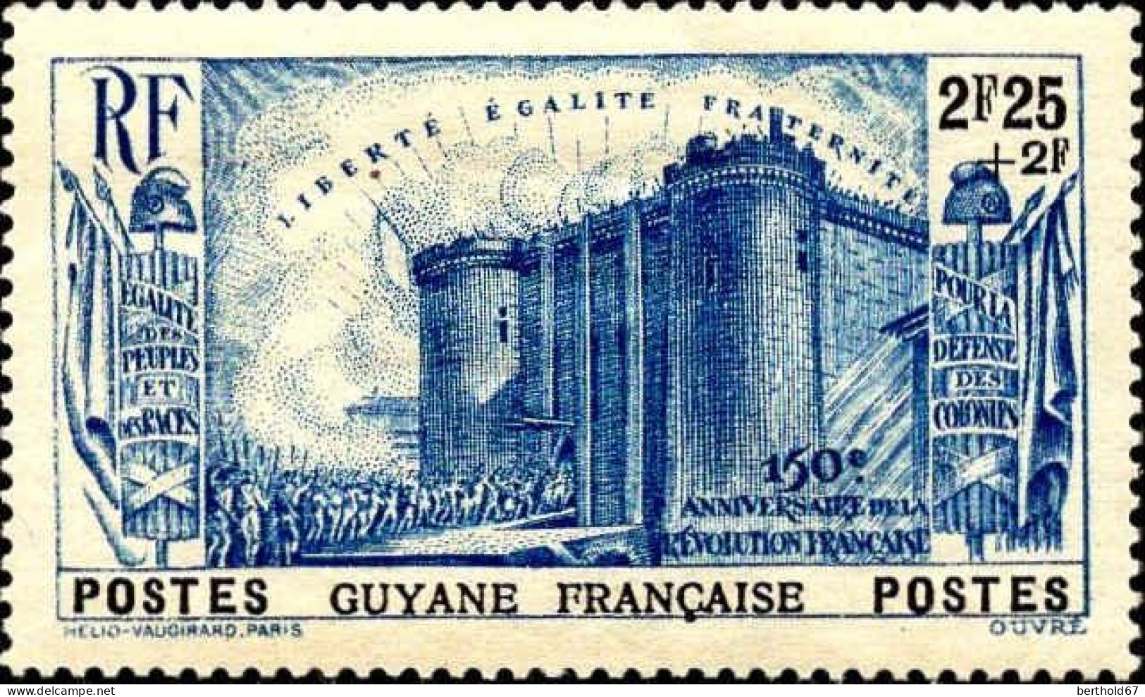 Guyane Poste N* Yv:156 Mi:184 Prise De La Bastille (Trace De Charnière) - Unused Stamps