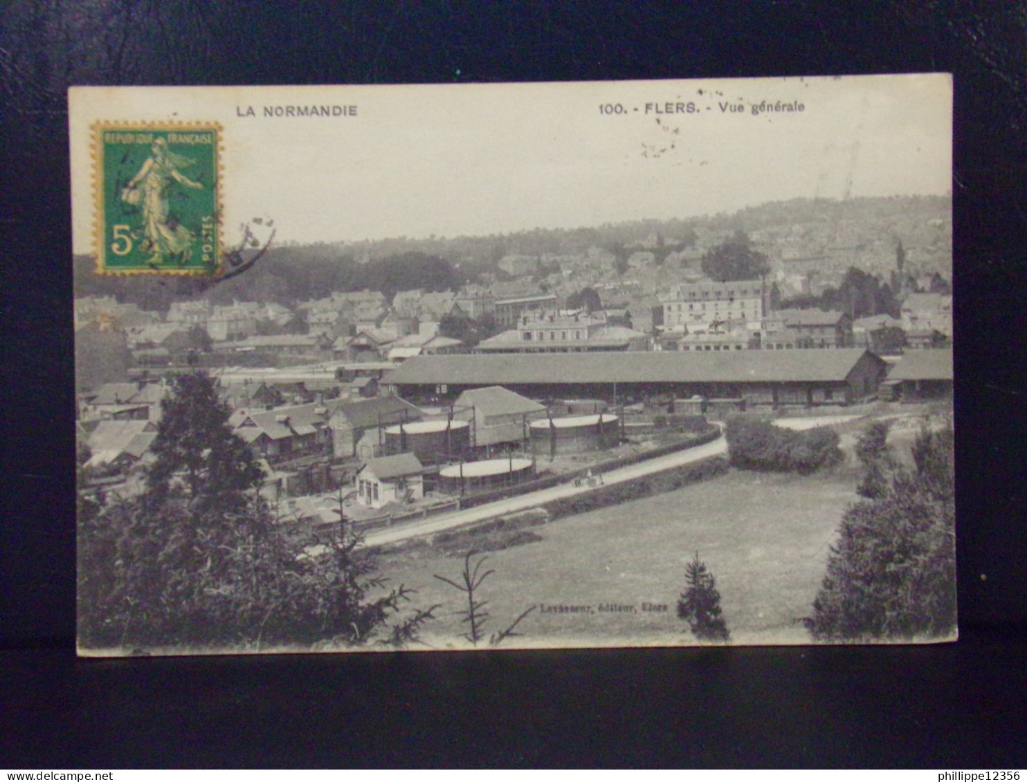 61418 . FLERS . VUE GENERALE . N°100 . OBLITEREE 1917 . EDIT. LEVASSEUR . USINE A GAZ . - Flers