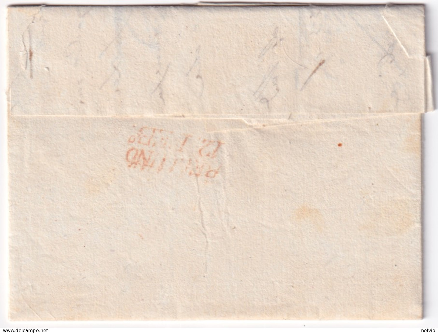 1829-LOMBARDO VENETO TREVISO Cartella Rosso (11.2) Su Lettera Completa Testo - 1. ...-1850 Prephilately