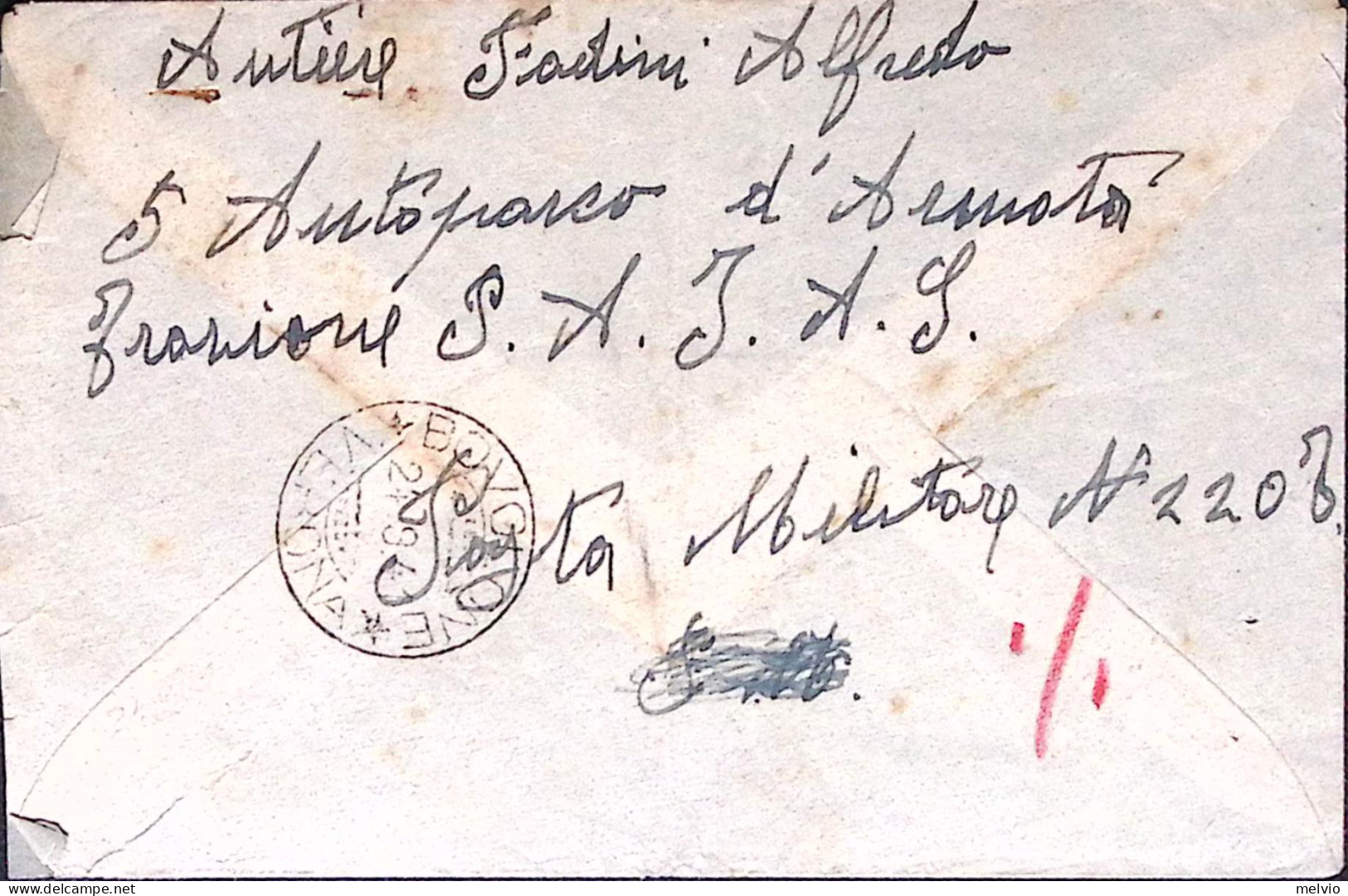1941-POSTA MILITARE/N 220 C2 (19.9) Su Busta Affrancata Libia Ordinaria C.50 - Libye