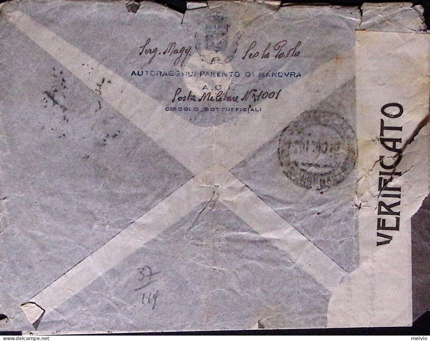 1940-POSTA MILITARE 1001/A.O.I. C2 (26.10) Su Bust Con Lettera Acclusa Via Aerea - Eritrea