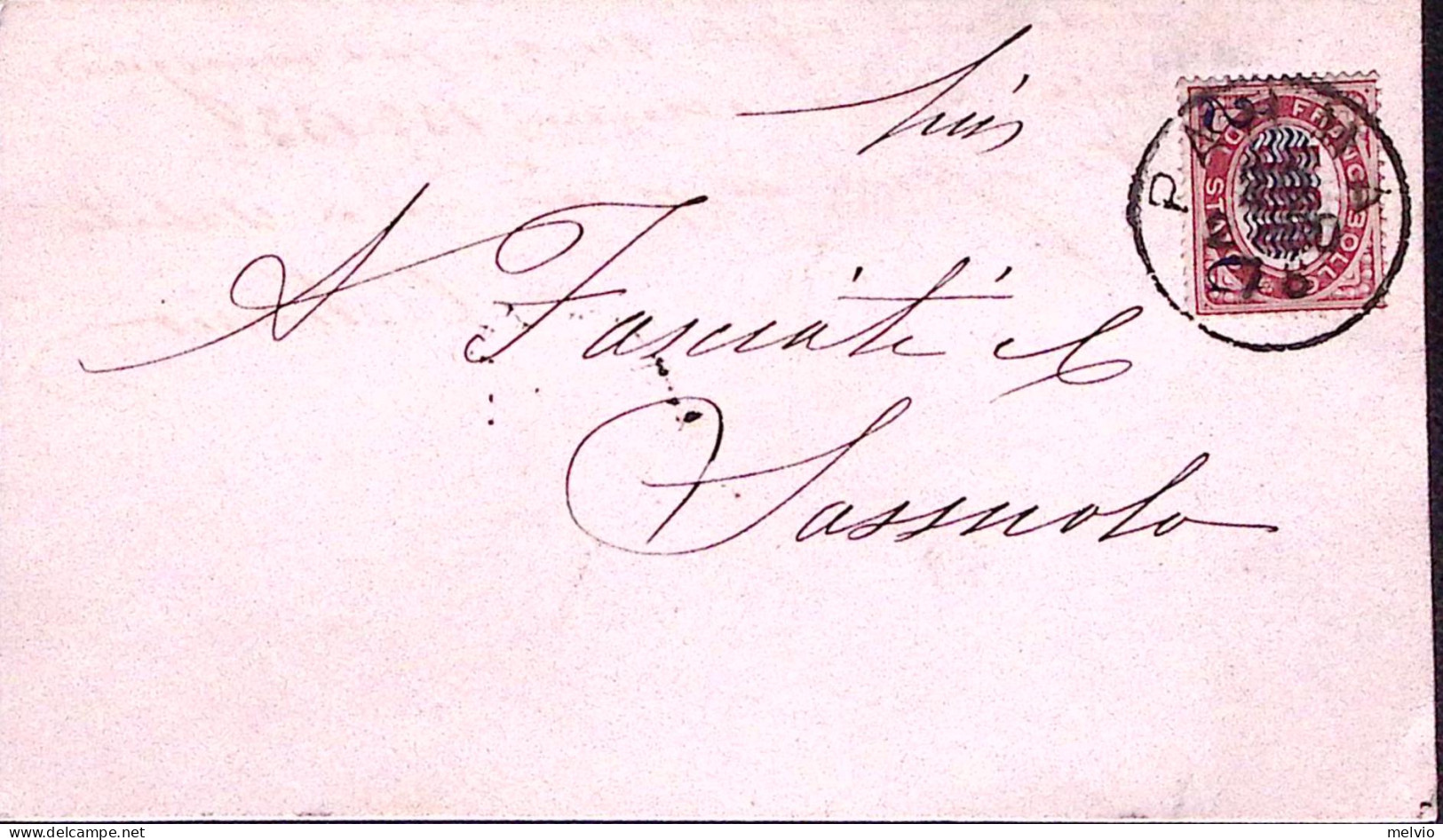 1880-FR.LLI SERVIZIO Sopr C.2/5,00 Su Cartolina - Marcophilia