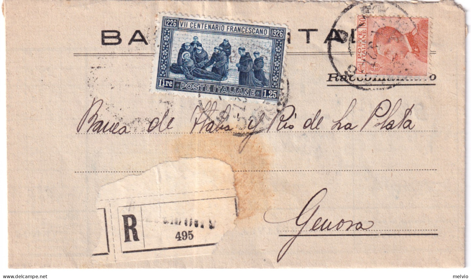 1927-S. FRANCESCO Lire 1,25 + MICHETTI C.20 Su Raccomandata (29.3) - Poststempel