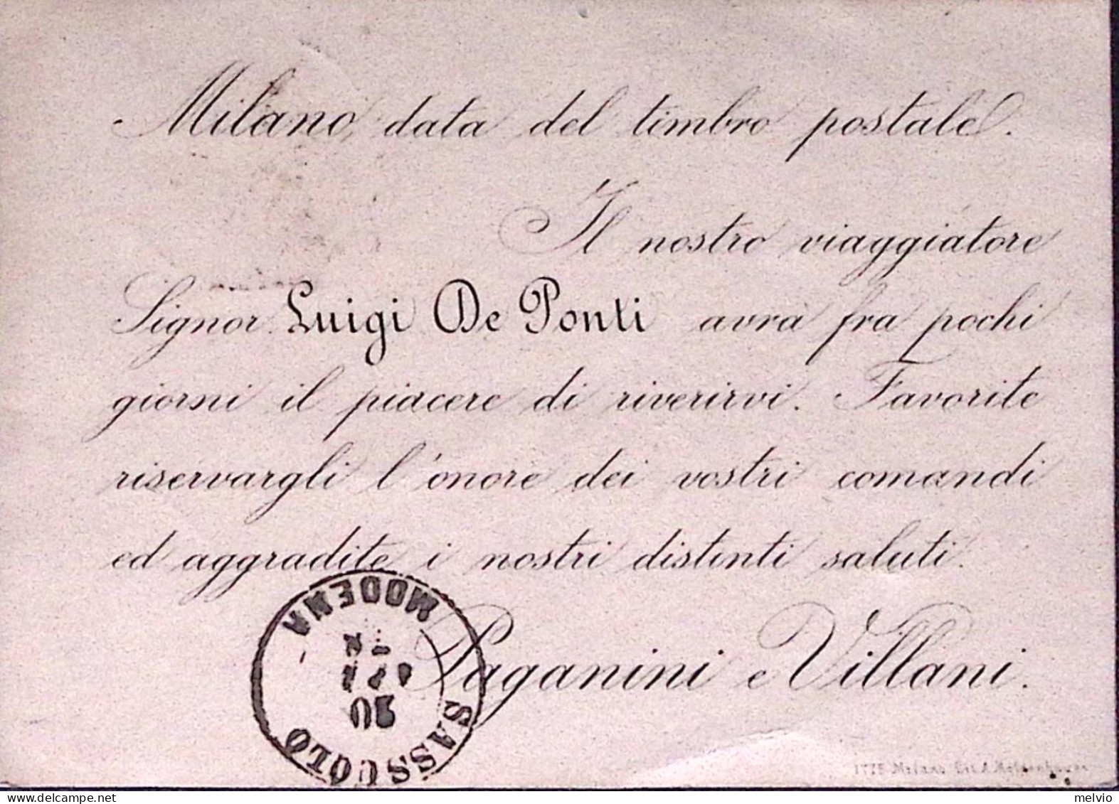 1878-FR.LLI SERVUZIO Sopr C.5/2.00 Su Avviso Di Passaggio - Marcophilie