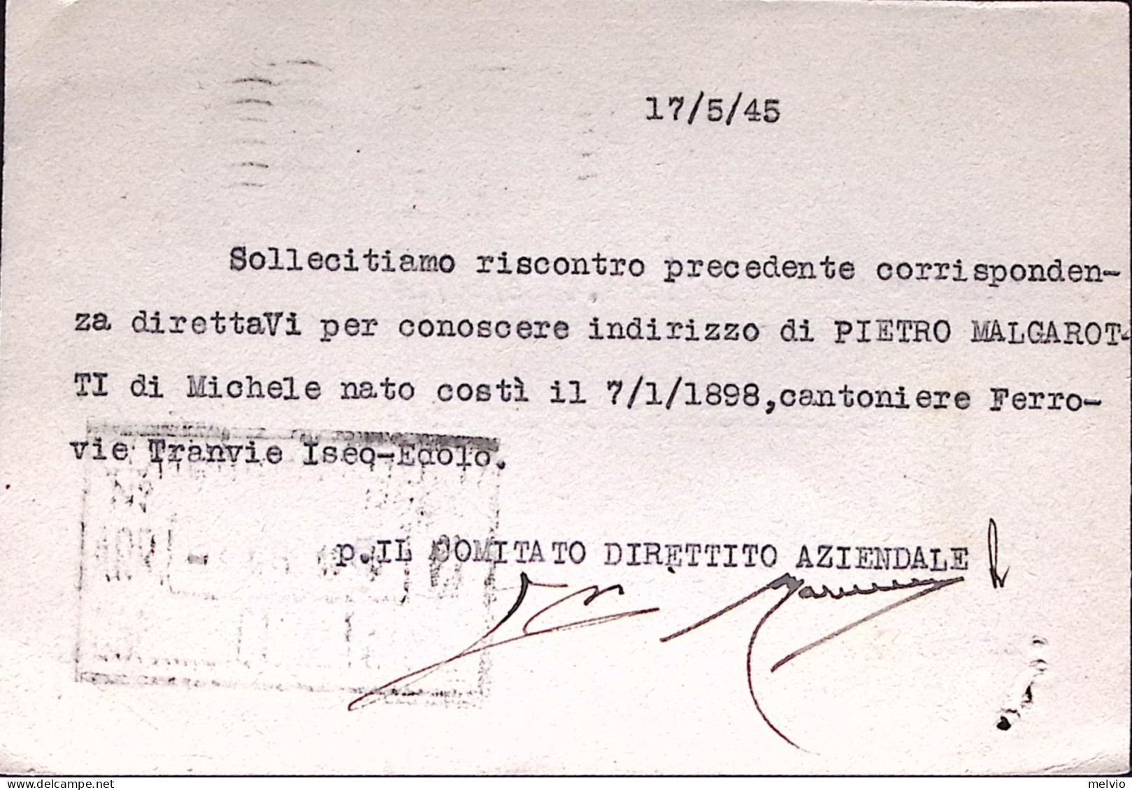 1945-IMPERIALE S.F. C.15 E 35 Su Cartolina Milano (18.5) - Marcophilie