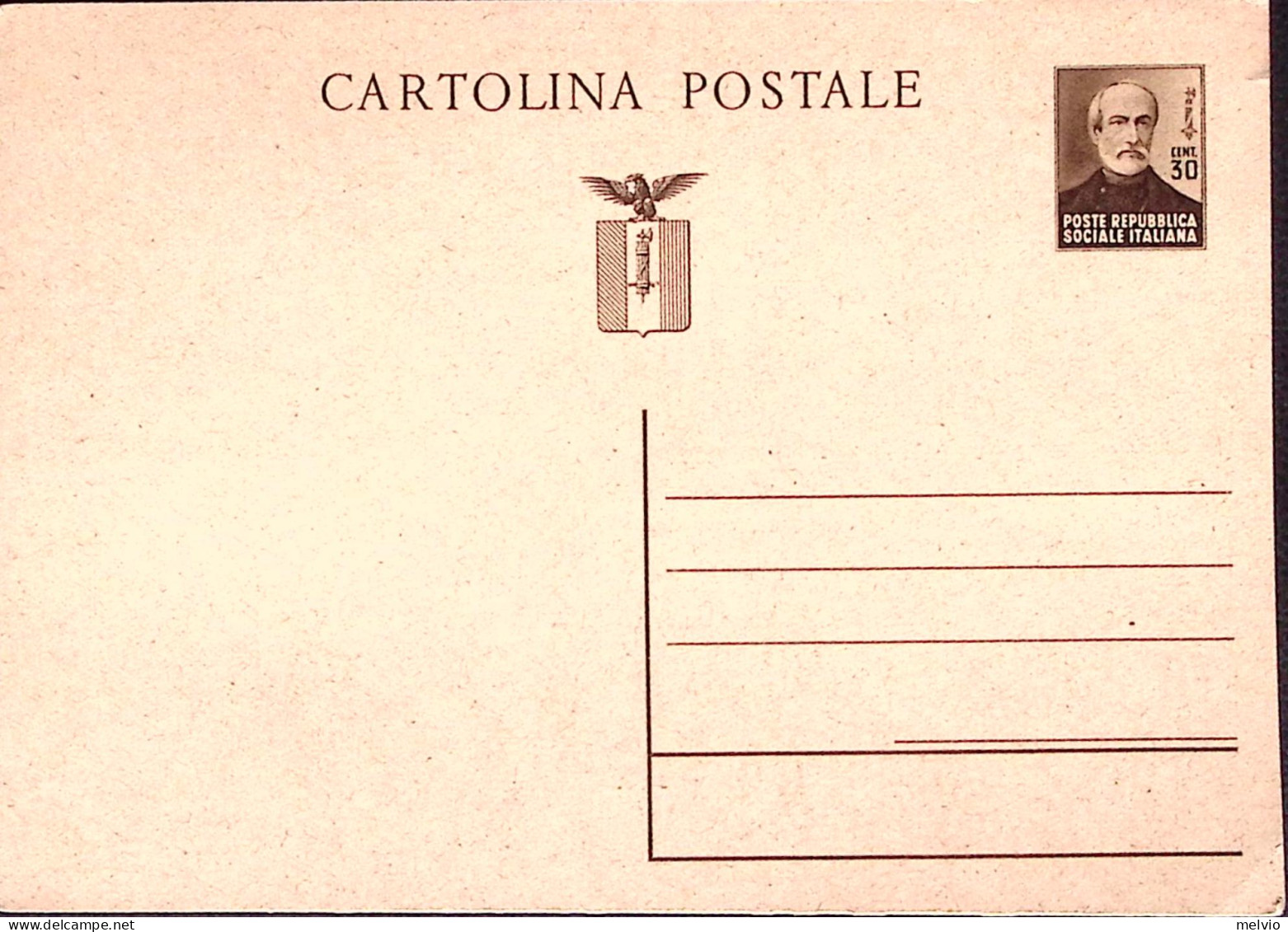1944-Cartolina Postale Mazzini C.30 Nuova - Marcophilia
