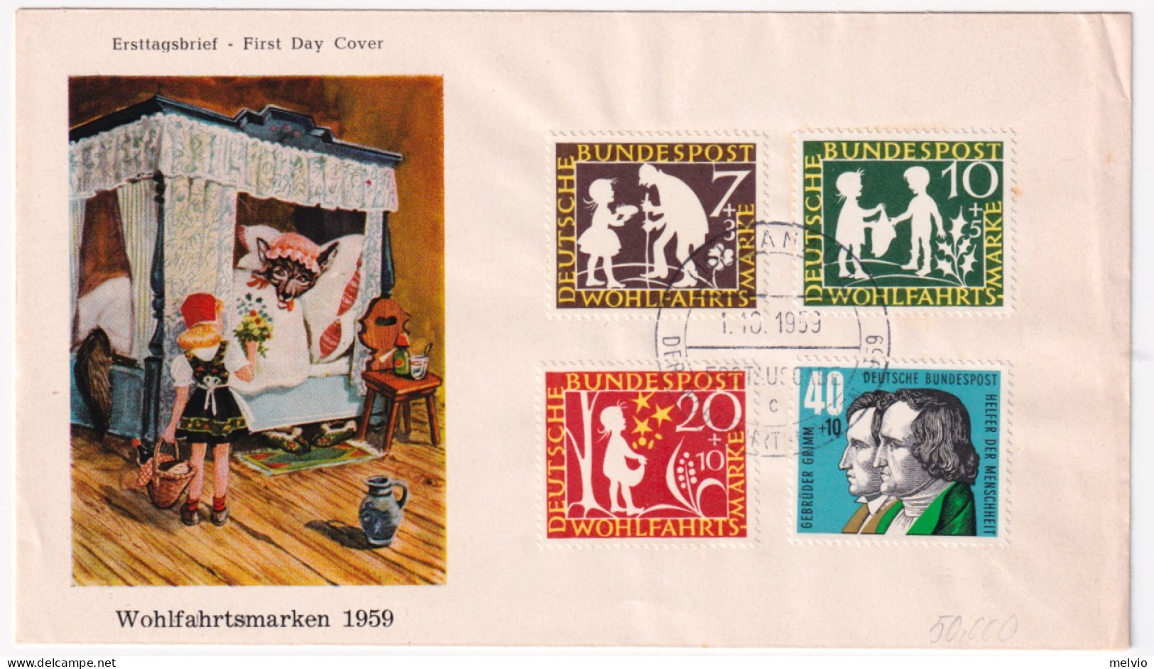 1959-GERMANIA Beneficenza '59 Favole Fr.lli Grimm (195/8) Su Fdc - Covers & Documents