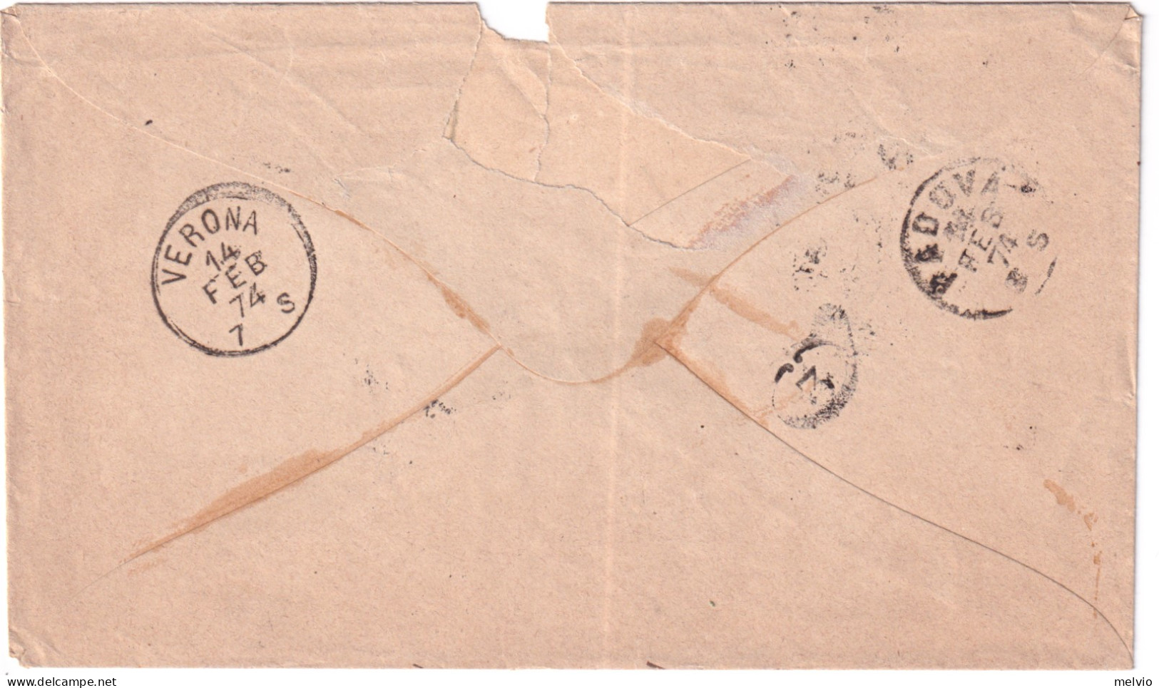 1874-LEGNAGO C1+punti (14.2) Su Busta Affrancata C.20 - Poststempel