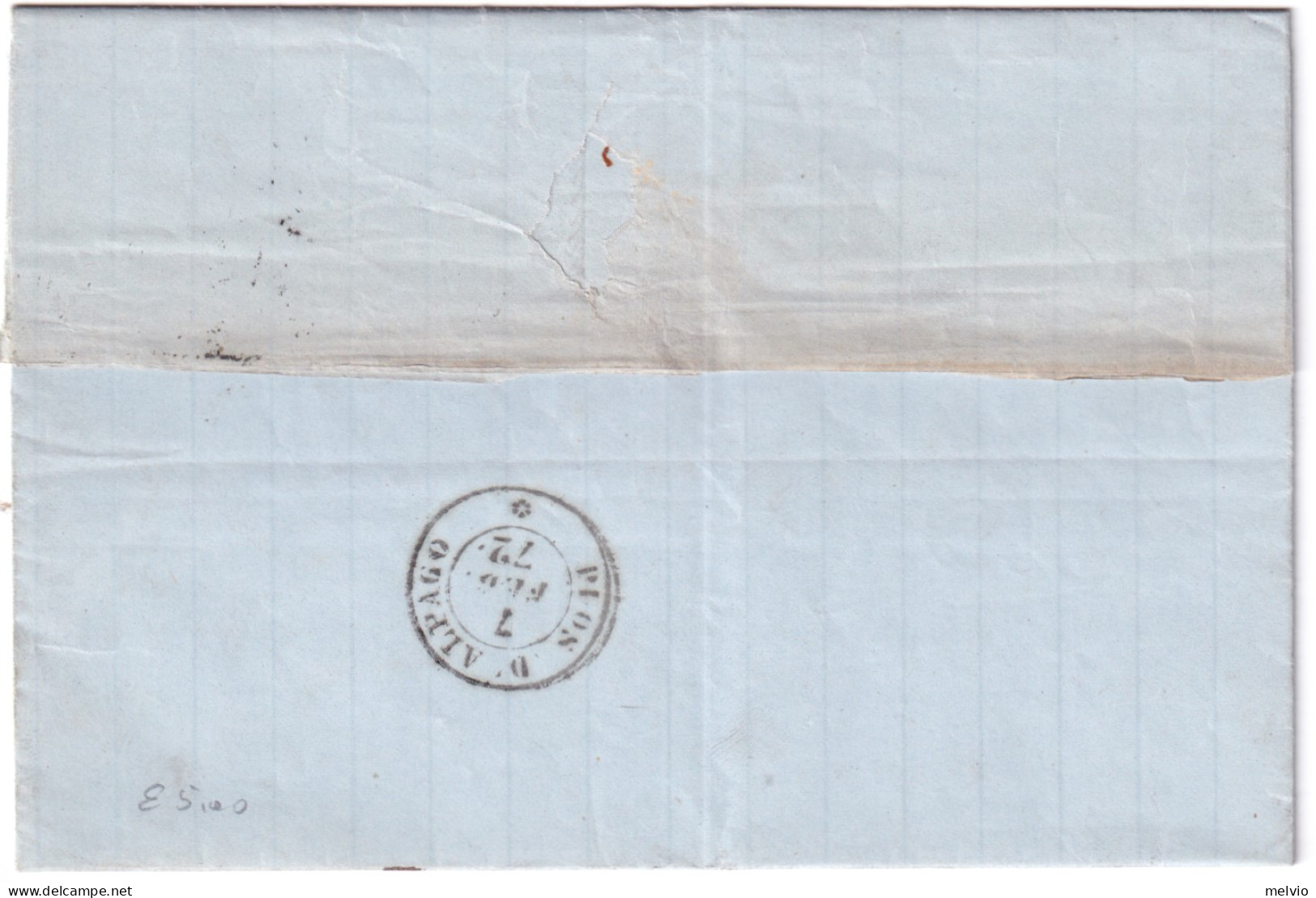 1872-BELLUNO C1+punti (6.2) Su Lettera Completa Testo Affrancata C.20 - Marcophilie
