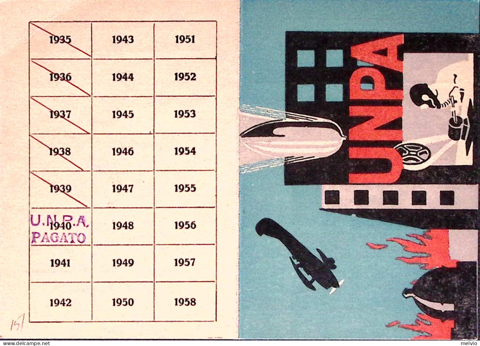 1940-U.N.P.A. (U. N.PROTEZIONE ANTIAEREA) Tessera Iscrizione Datata Verona (1.3) - Tarjetas De Membresía