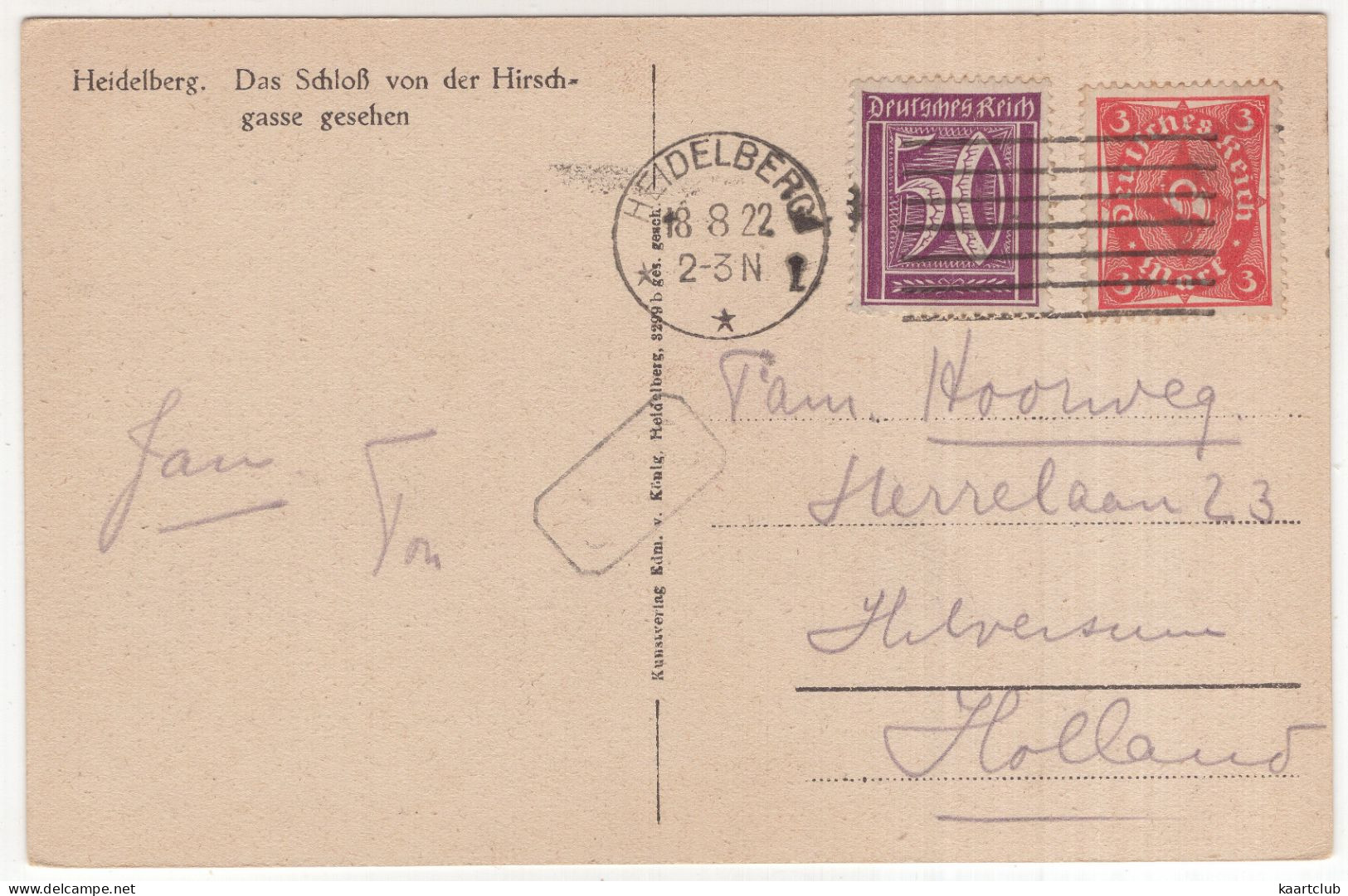 Heidelberg. Das Schloß Von Der Hirschgasse Gesehen - (Deutschland) - 1922 - Heidelberg
