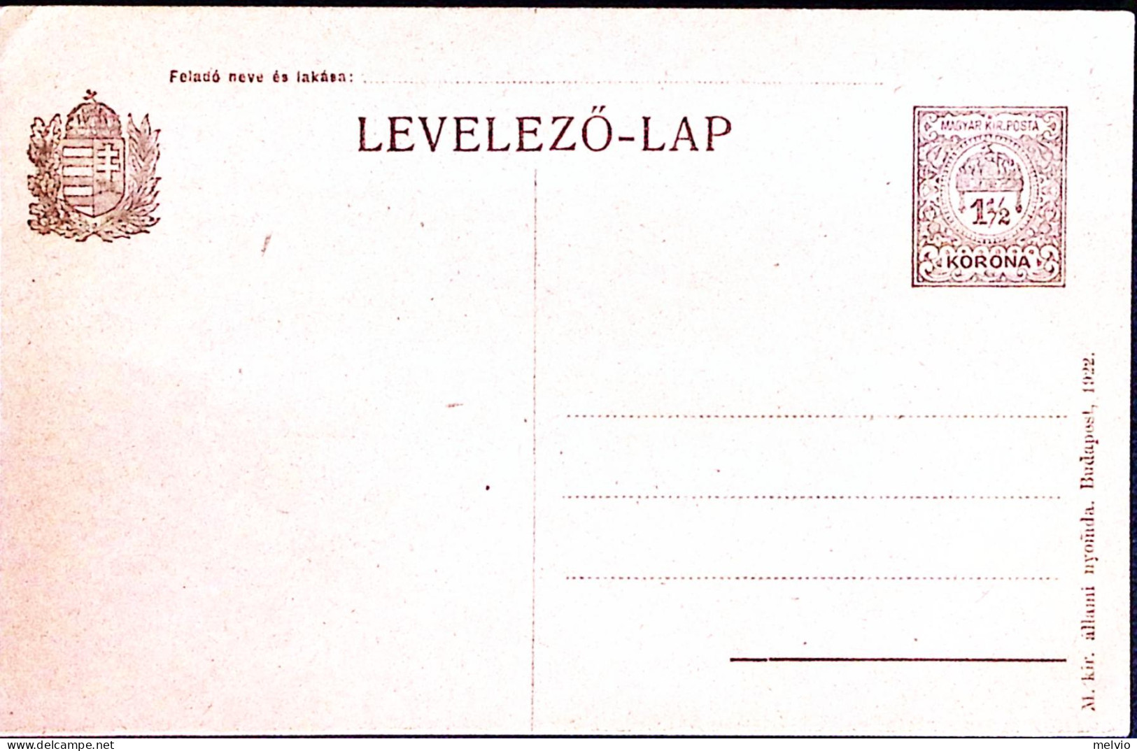 1922-Ungheria Cartolina Postale Corona 1,50 Nuova - Hongrie