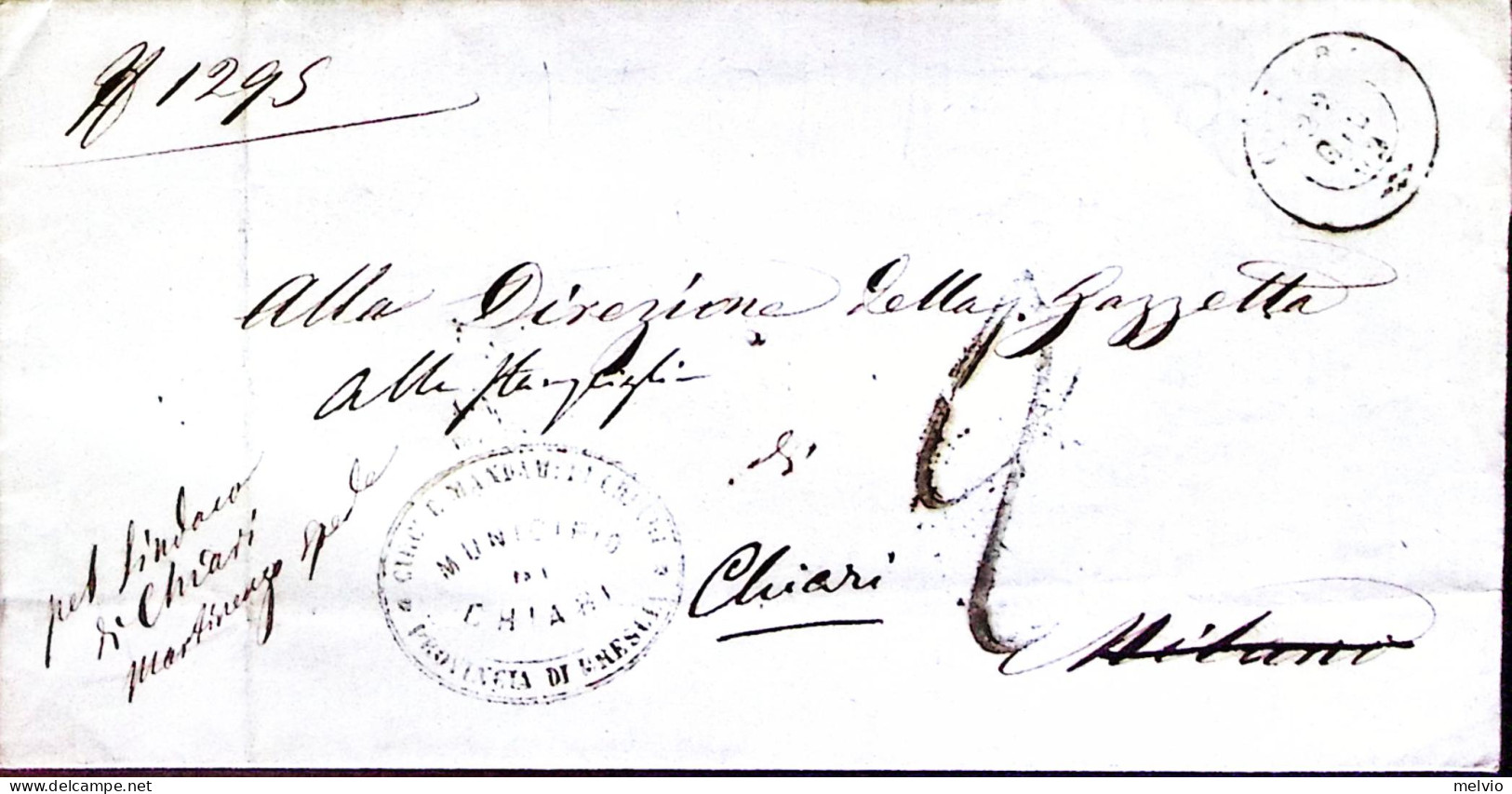 1862-RETRODATATA Lineare Al Verso Di Lettera Completa Di Testo Chiari (22.6) - Poststempel