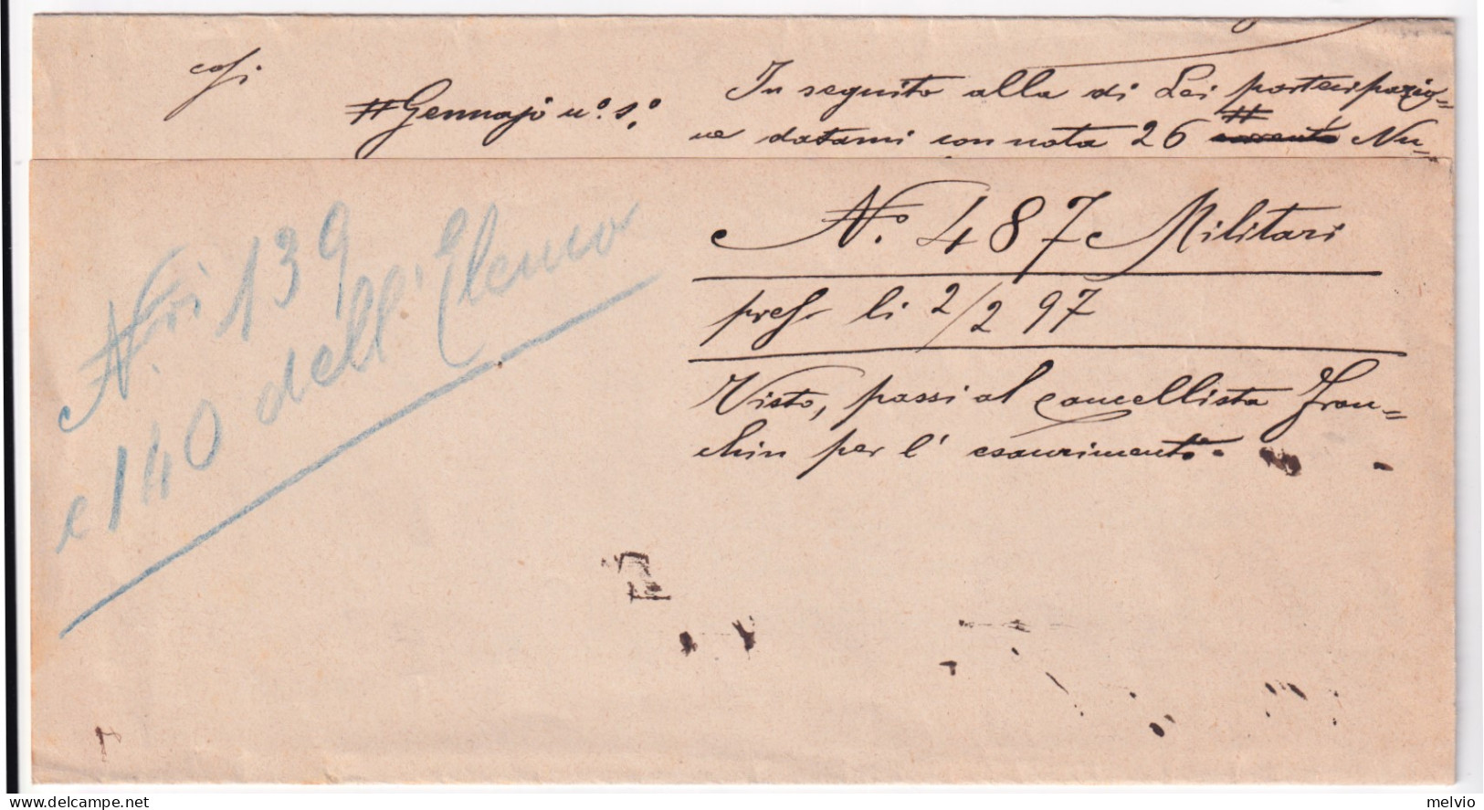 1897-ORGIANO Ottagonale Collettoria (26.1) Su Piego - Marcophilie