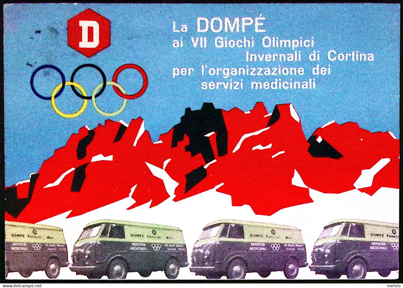 1956-CORTINA SCI FONDO 15km. Annullo Targhetta (30.1) Su Cartolina - Manifestations