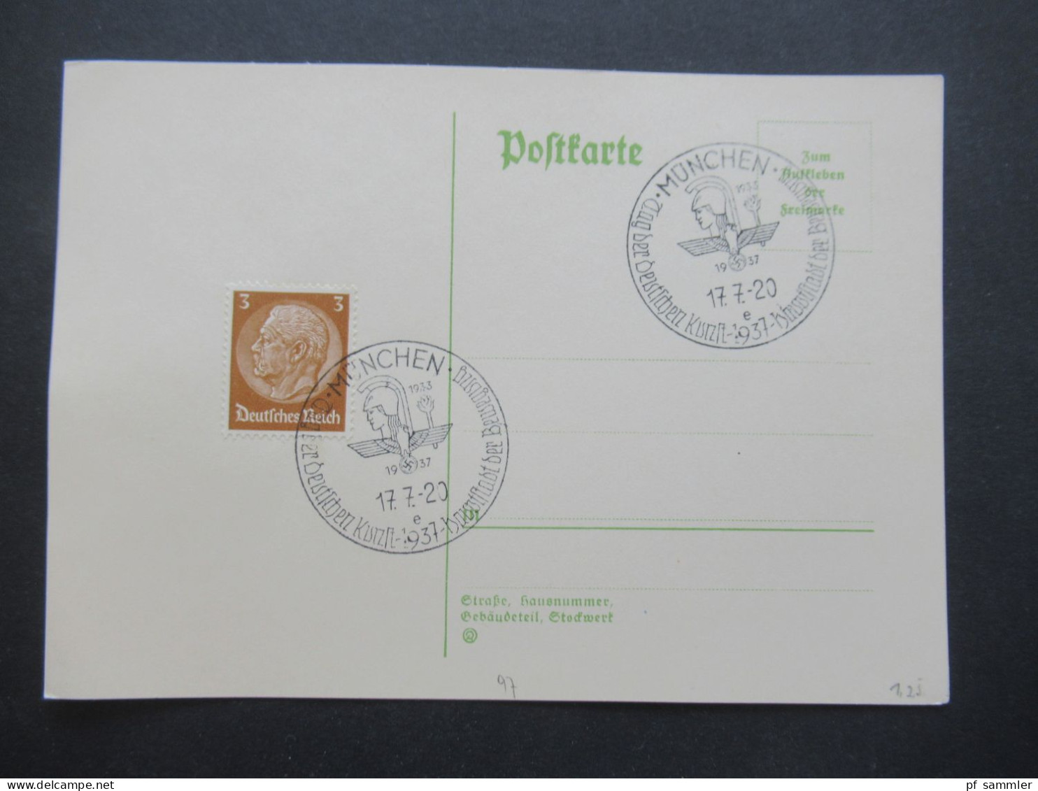 3.Reich 1937 / 1938 blanko PK mit Hindenburg Frankatur insgesamt 50 Stück verschiedene Sonderstempel! Propaganda Stempel