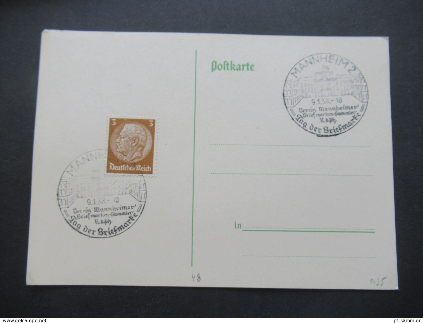 3.Reich 1937 / 1938 blanko PK mit Hindenburg Frankatur insgesamt 50 Stück verschiedene Sonderstempel! Propaganda Stempel