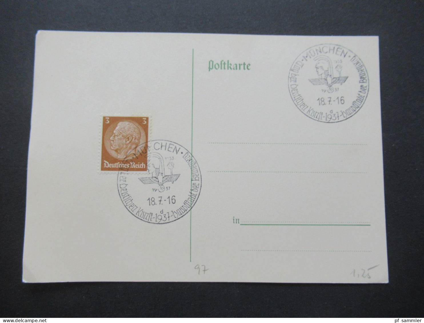 3.Reich 1937 / 1938 blanko PK mit Hindenburg Frankatur insgesamt 50 Stück verschiedene Sonderstempel! Propaganda Stempel