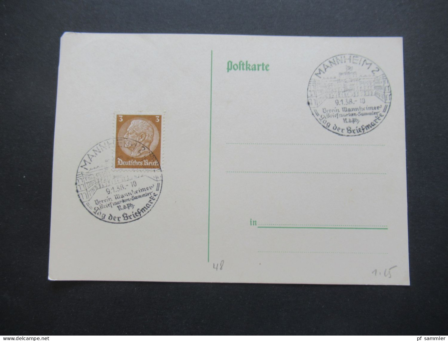 3.Reich 1937 / 1938 blanko PK mit Hindenburg Frankatur insgesamt 50 Stück verschiedene Sonderstempel! Propaganda Stempel