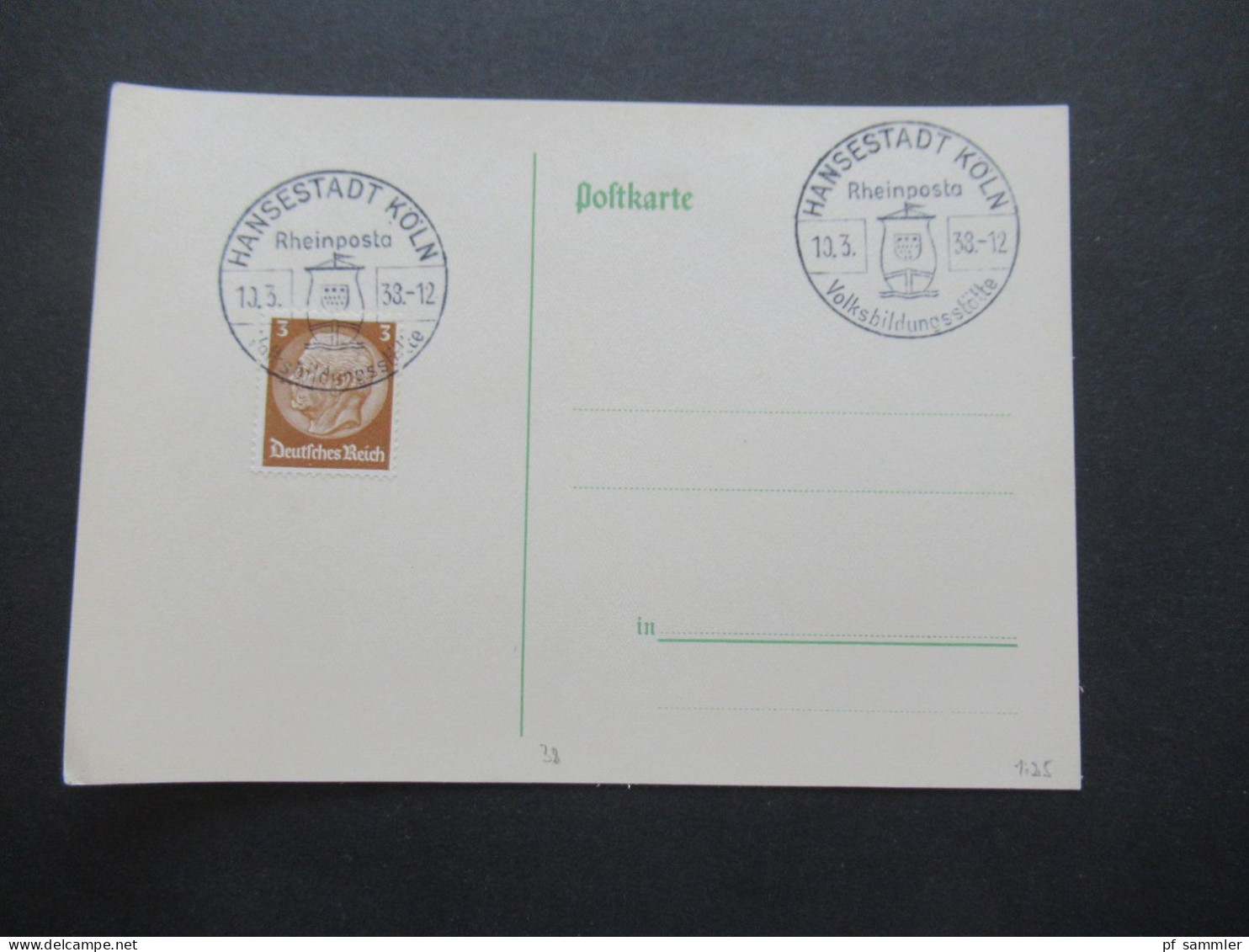 3.Reich 1937 / 1938 blanko PK mit Hindenburg Frankatur insgesamt 50 Stück verschiedene Sonderstempel! Propaganda Stempel