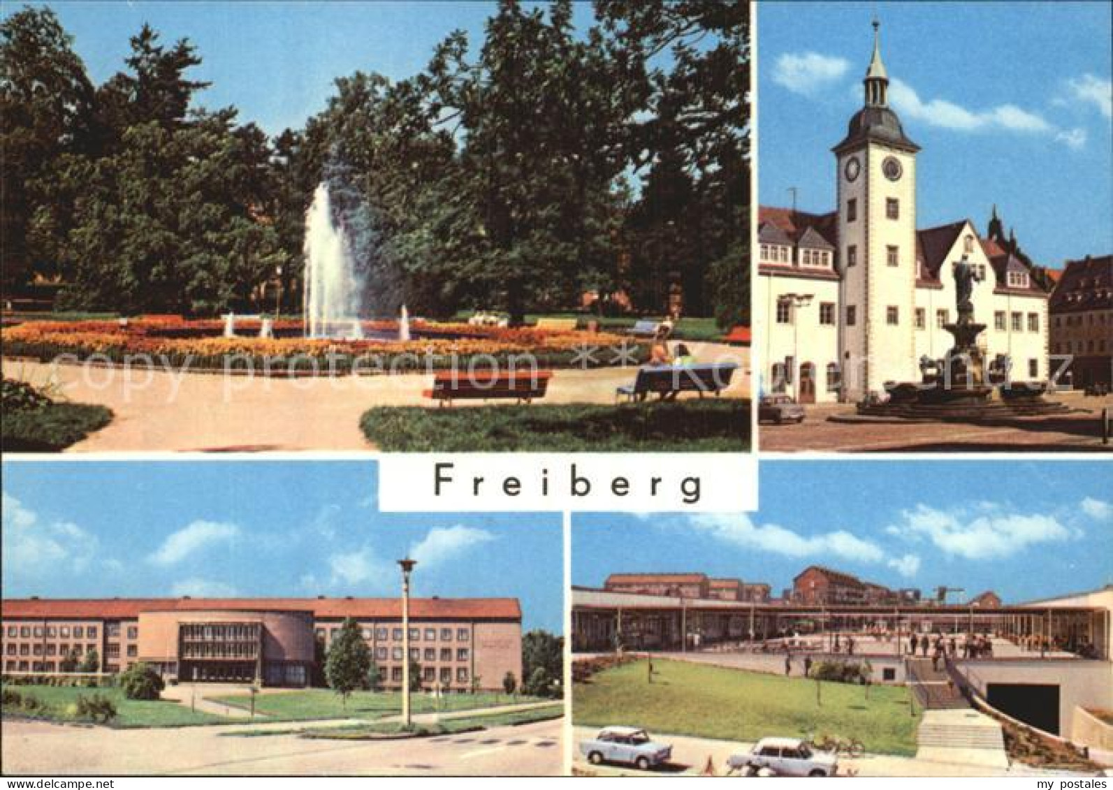 72547276 Freiberg Sachsen Scheringerpark Rathaus Heroldbrunnen Bergbauakademie C - Freiberg (Sachsen)