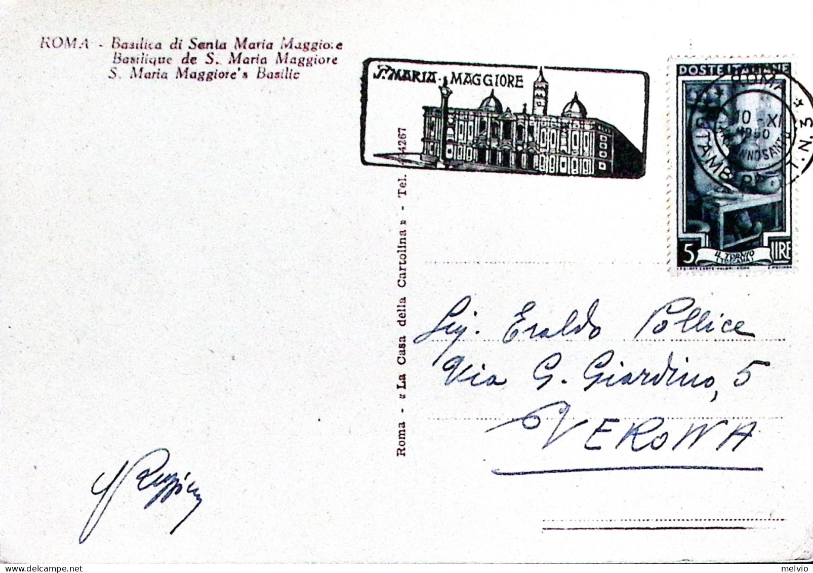 1950-ROMA ANNO SANTO/S. Maria Maggiore Annullo Targhetta (4.9) Su Cartolina - Betogingen