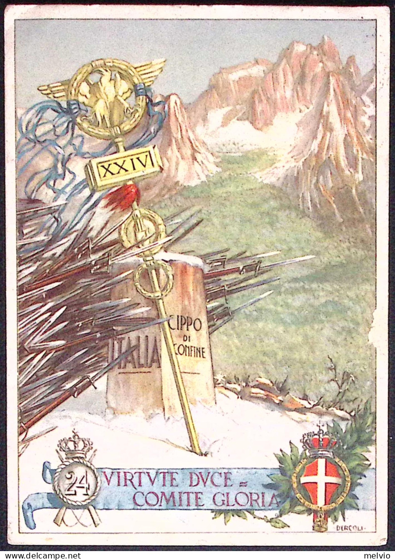 1939-24^ Reggimento Fanteria Como Motto Virtute Duce Comite Gloria, Viaggiata - Régiments