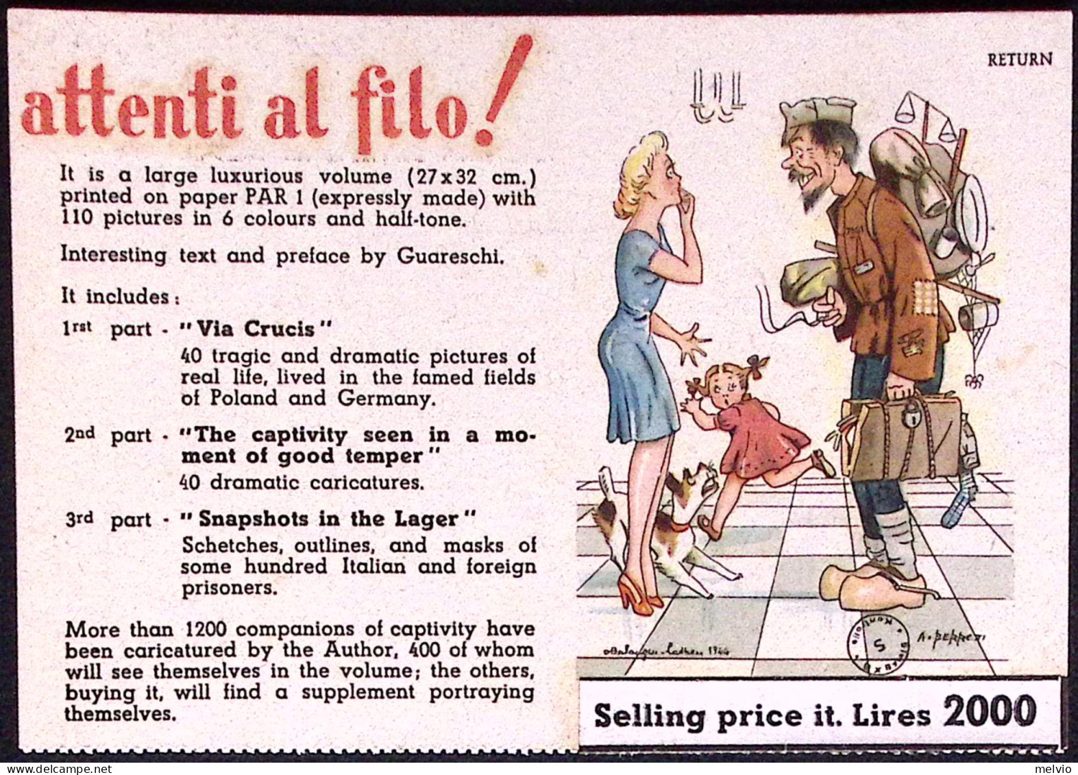 1946-pubblicitaria Doppia Del Libro Attenti Al Filo! In Lingua Inglese "Illustra - Advertising