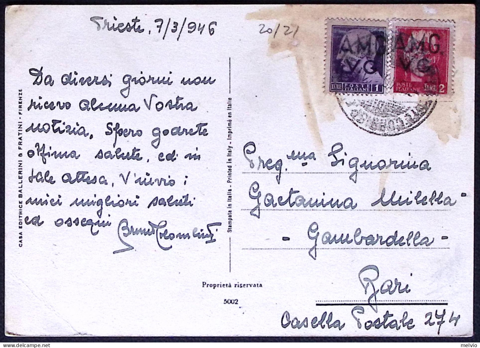 1947-AMG VG L.1+ L.2 Su Cartolina Piccola Sarta Disegnatrice Mariapia - Marcophilia