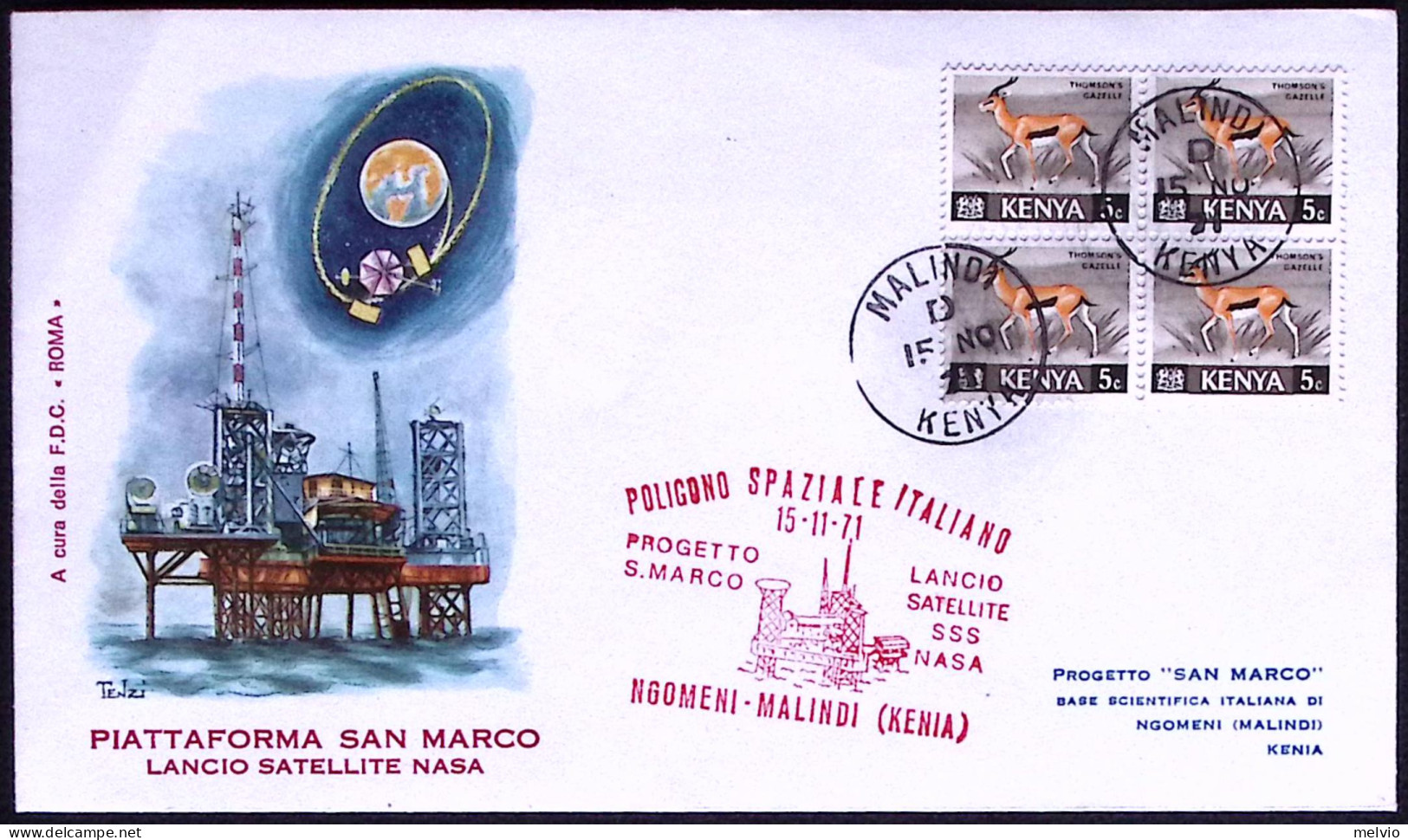 1971-Kenia Poligono Spaziale Italiano Progetto Lancio Satellite Nasa S.Marco Bus - Kenia (1963-...)