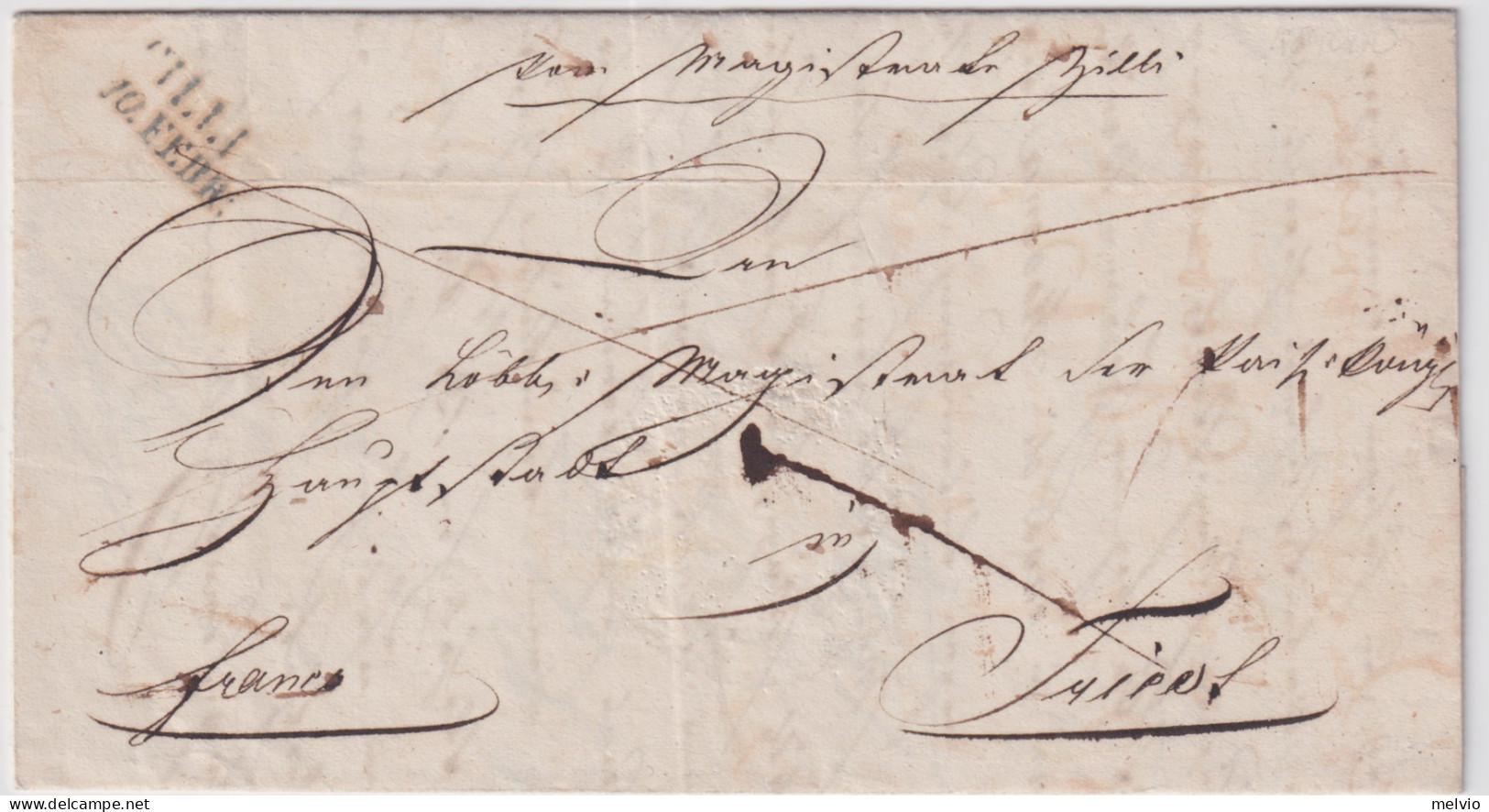 1841-Austria Lettera Con Testo E Bel Sigillo A Secco Lineare Cilli 10 Febb. - ...-1850 Prephilately