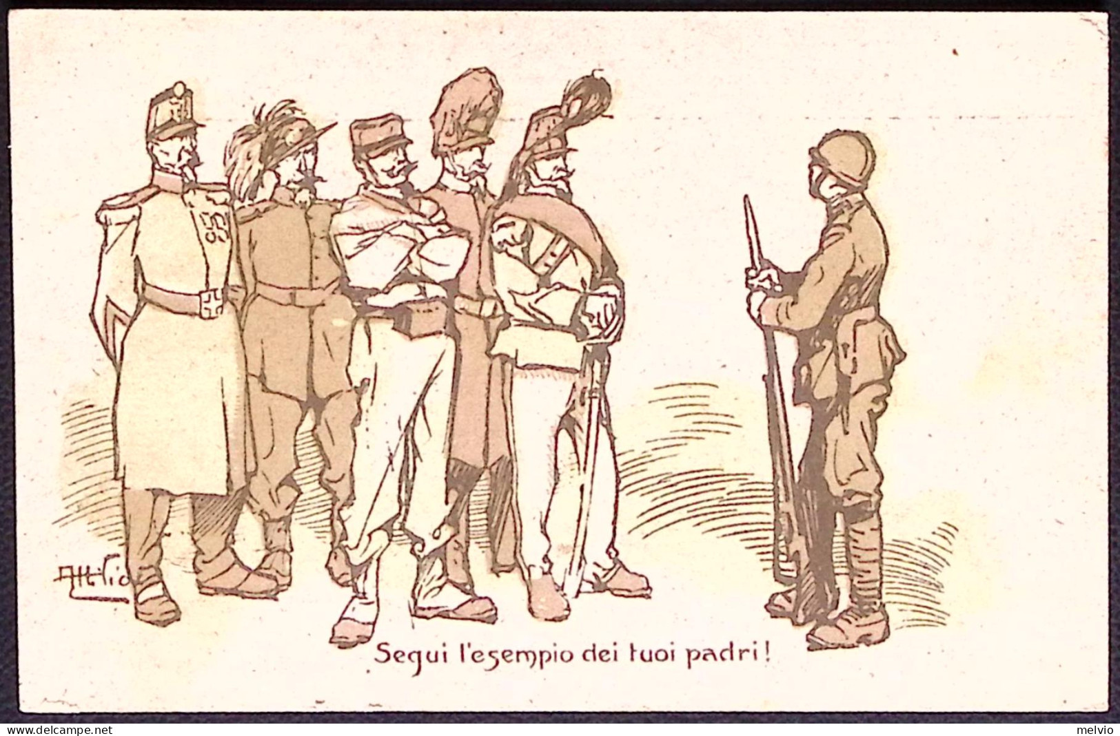 1918-Segui L' Esempio. Cartolina Franchigia Con 2^ Armata Ricoperta Da Fregio Ti - Patriotiques
