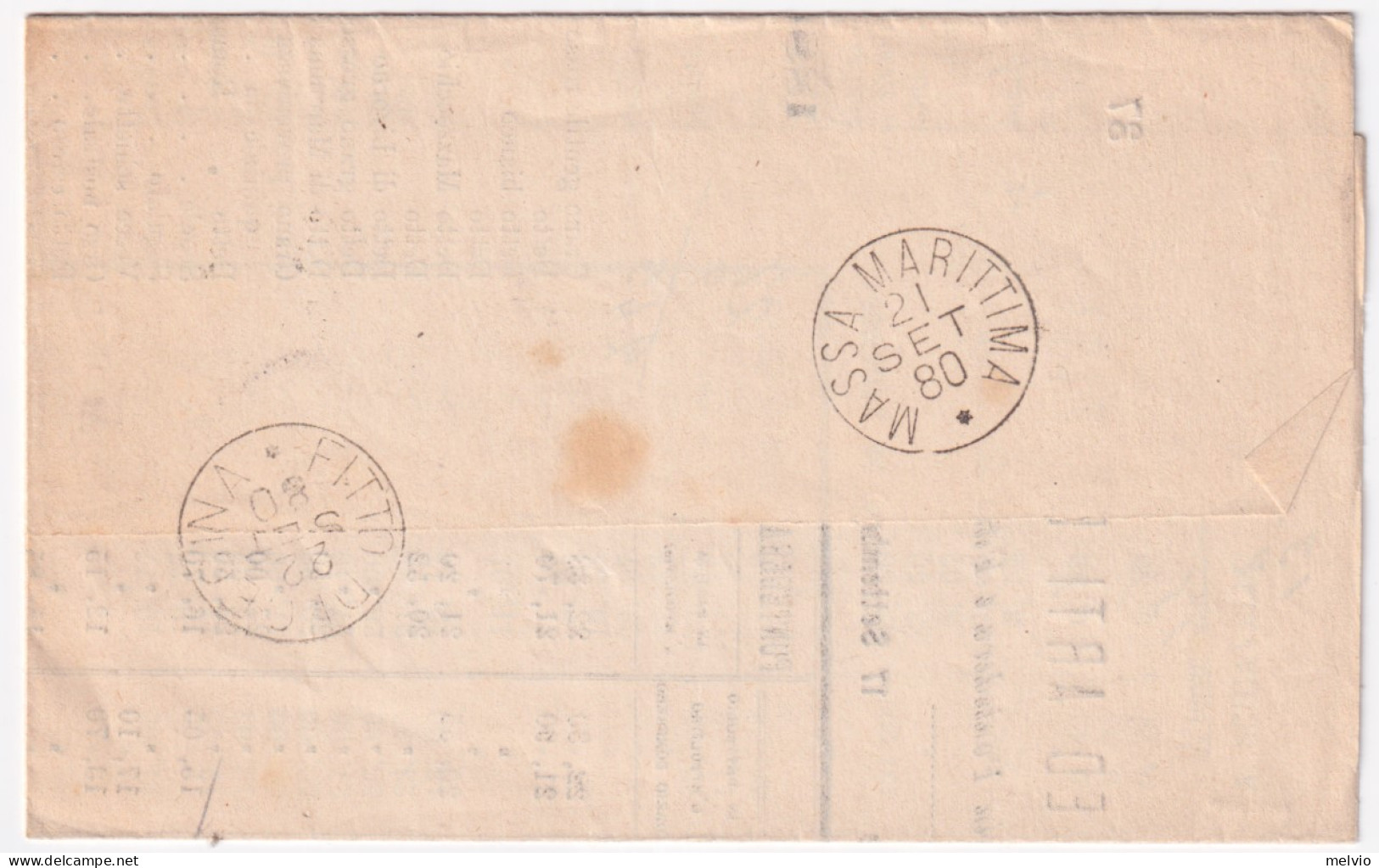 1880-SERVIZIO Sopr. C.2/5,00 (35) Isolato Su Piego Pisa (20.9) - Poststempel