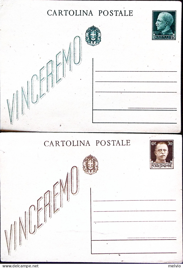 1942-Cartolina Postale VINCEREMO C.15 E 30 Nuove - Stamped Stationery