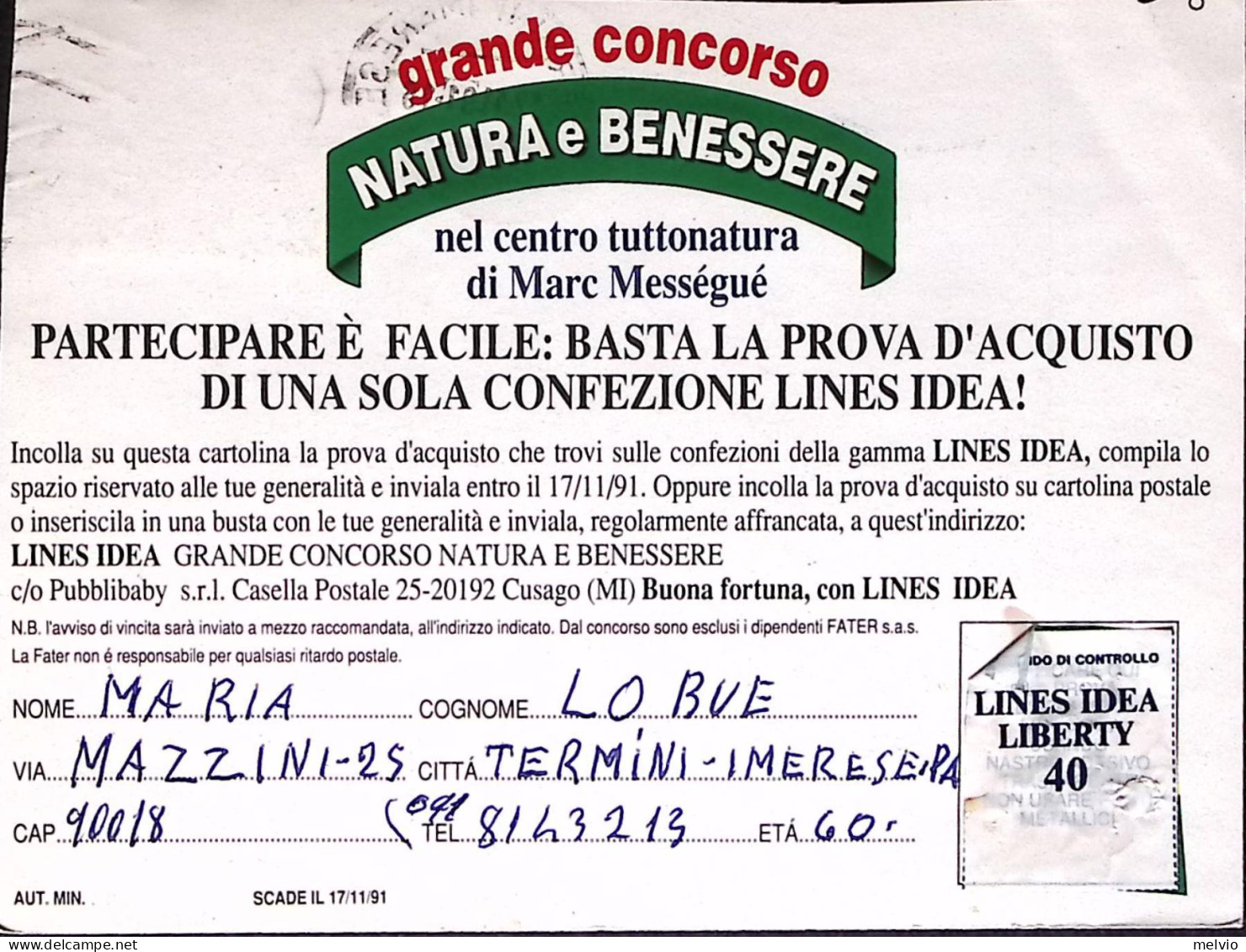 1991-MONDIALI CALCIO Lire 650 Costa Rica Isolato Su Cartolina - 1991-00: Poststempel