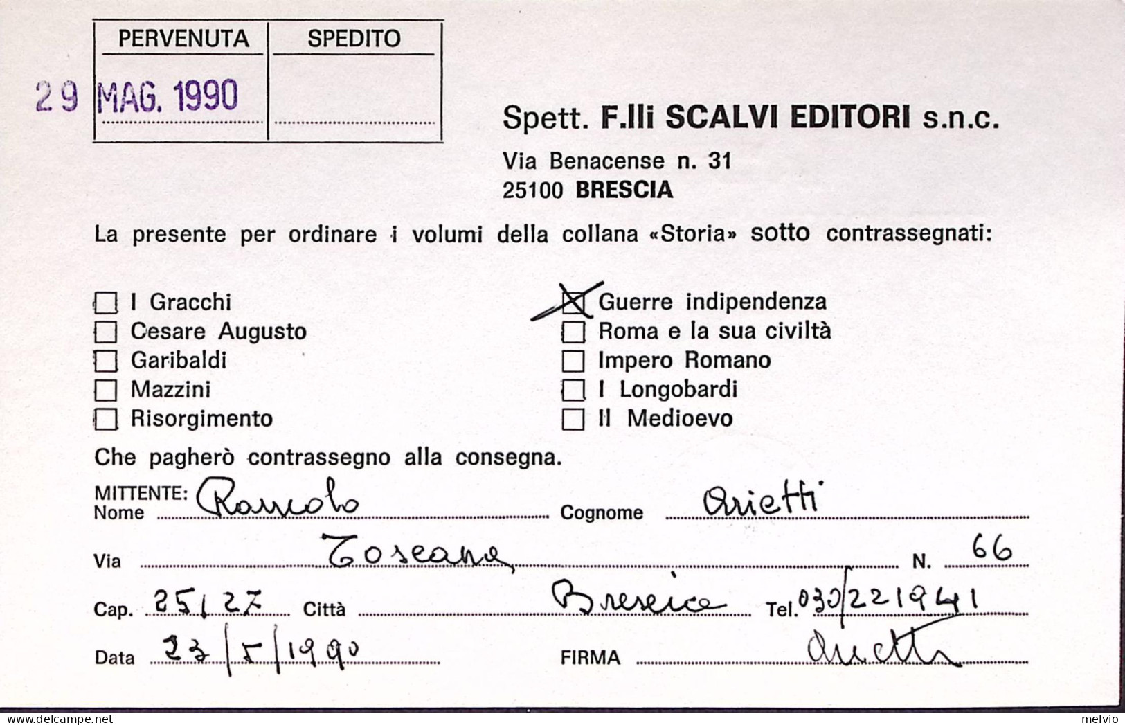1990-MONDIALI CALCIO Lire 450 Austria Isolato Su Cedola Commissione Libraria - 1981-90: Marcophilia