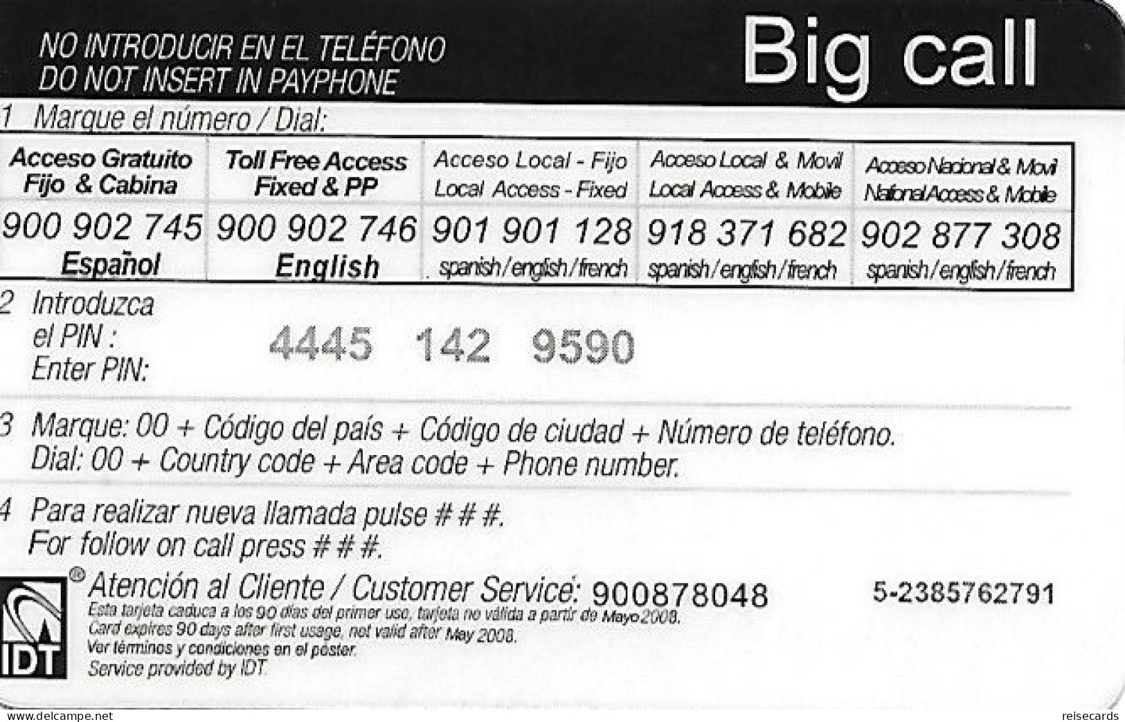 Spain: Prepaid IDT - Big-call - Other & Unclassified