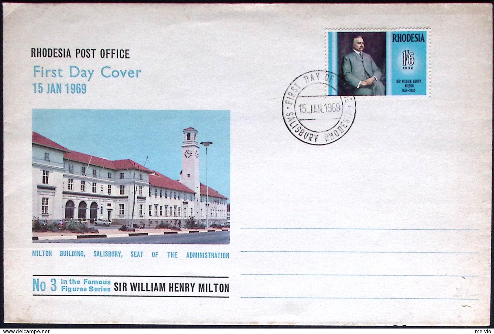 1969-Rodesia Sir William Henry Milton Su FDC - Sonstige & Ohne Zuordnung