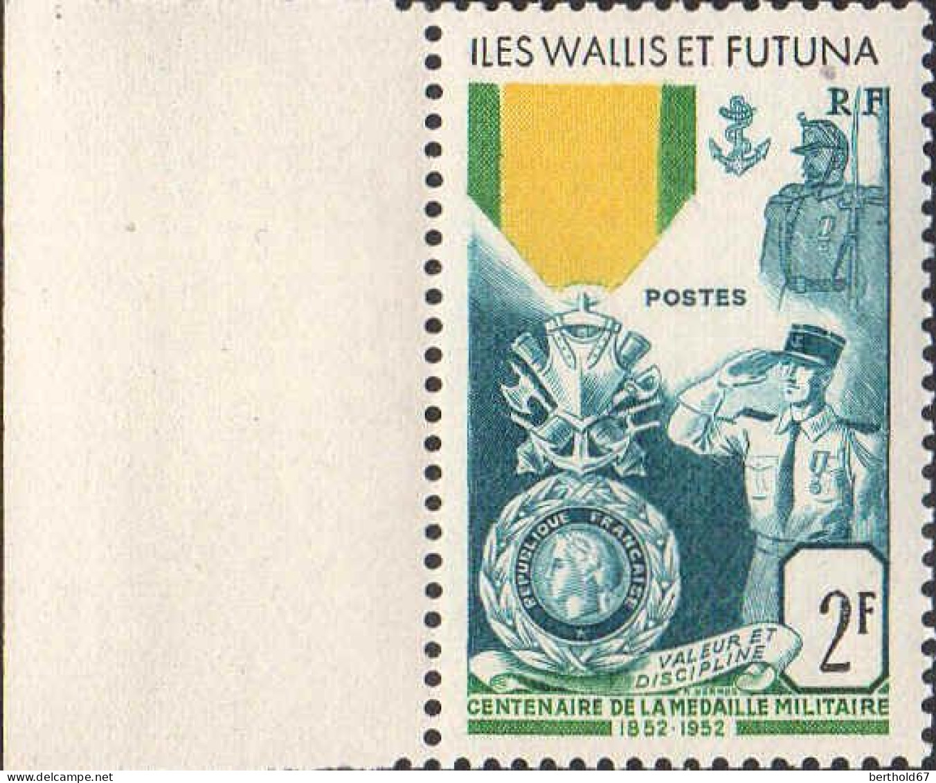 Wallis & Futuna Poste N** Yv:156 Mi:179 Centenaire De La Médaille Militaire Bord De Feuille - Neufs