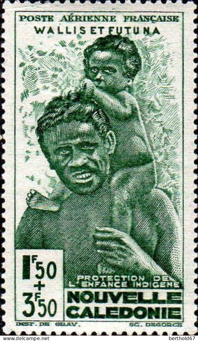 Wallis & Futuna Avion N** Yv:  1/2 Protection De L'enfance Indigène Surch WALLIS & FUTUNA - Unused Stamps