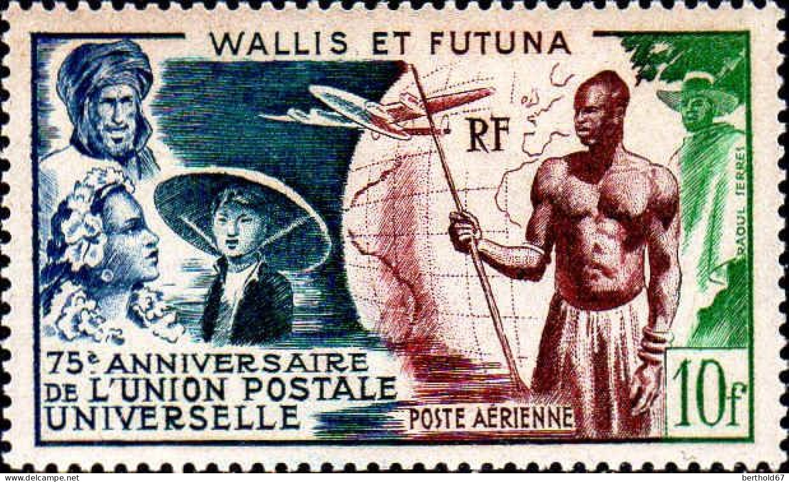 Wallis & Futuna Avion N* Yv: 11 Mi:176 75.Anniversaire De L'UPU (avec Charnière) - Unused Stamps