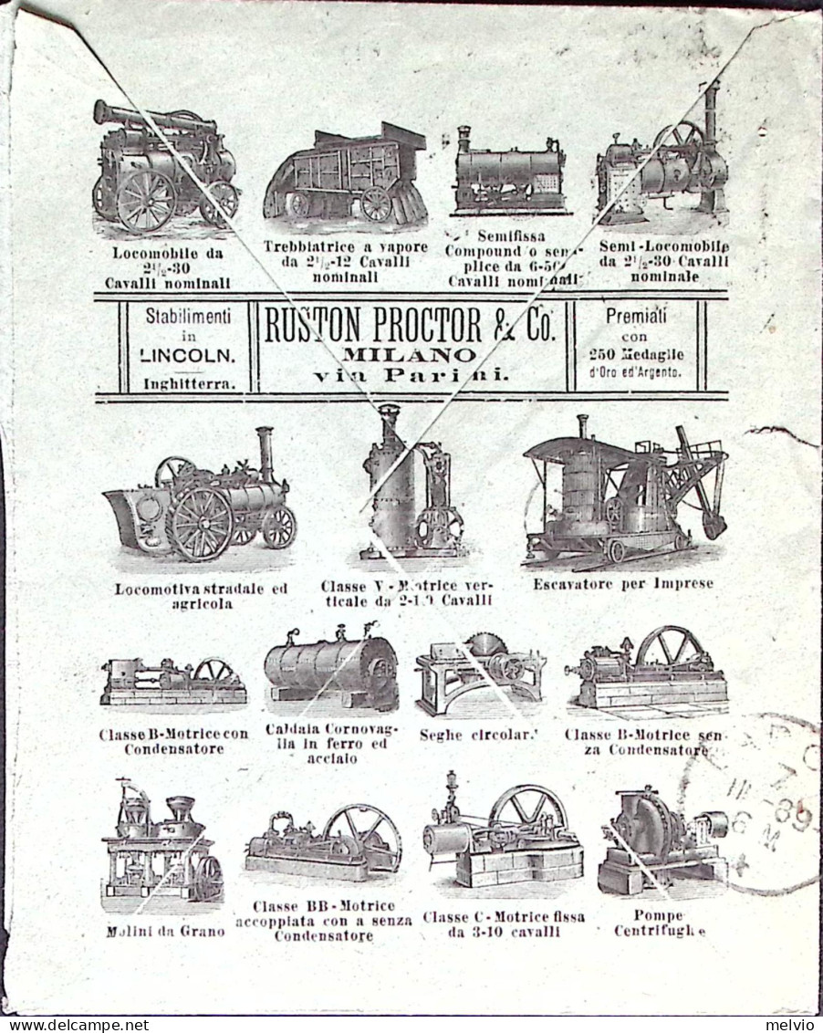 1889-MILANO RUSTON PROCTOR Et C. Intestazione A Stampa Su Busta (al Verso Macchi - Poststempel