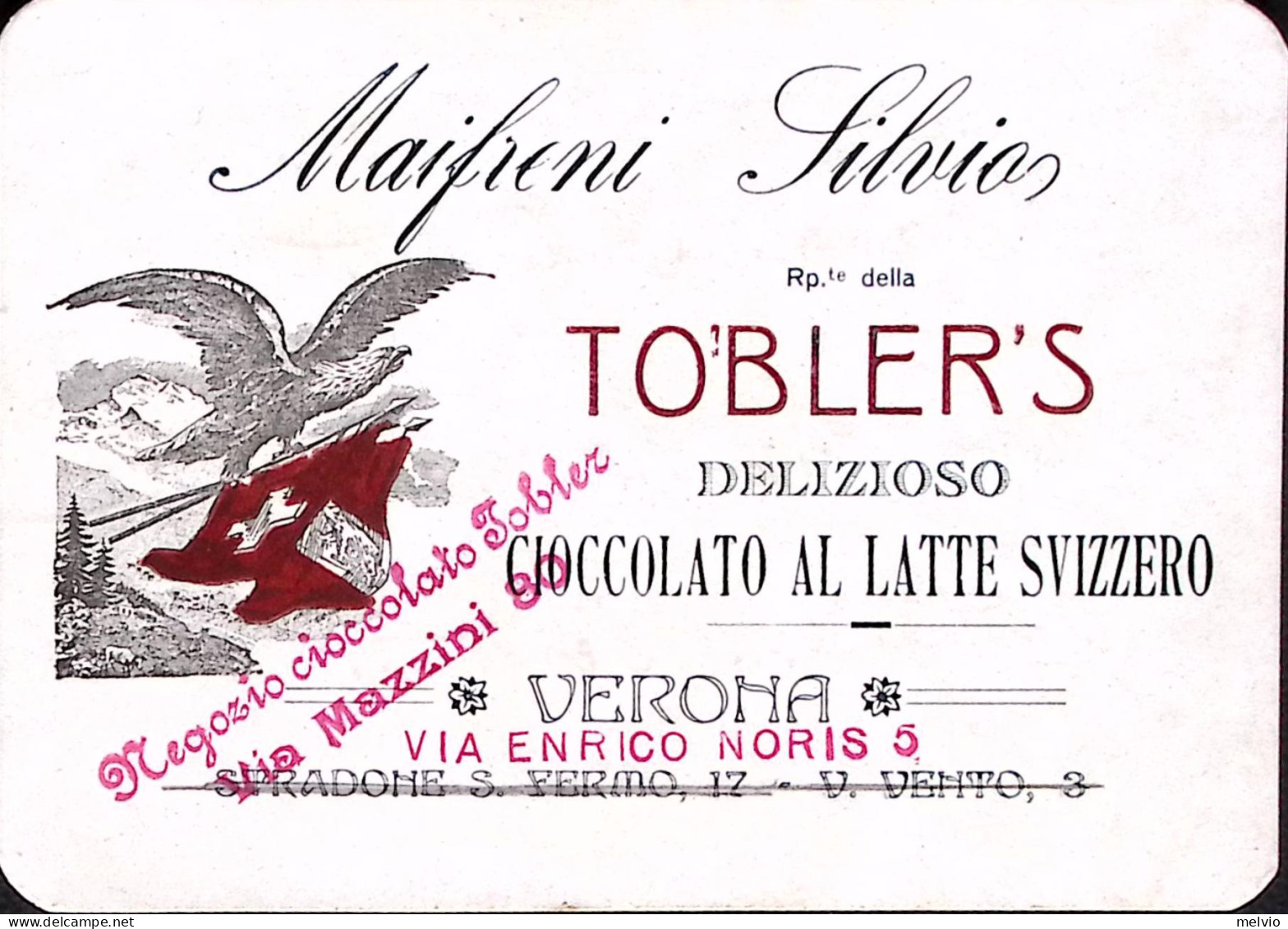 1940circa-Verona Maifredi Silvio C. Tobler S Cartolina Pubblicitaria Scritta - Advertising
