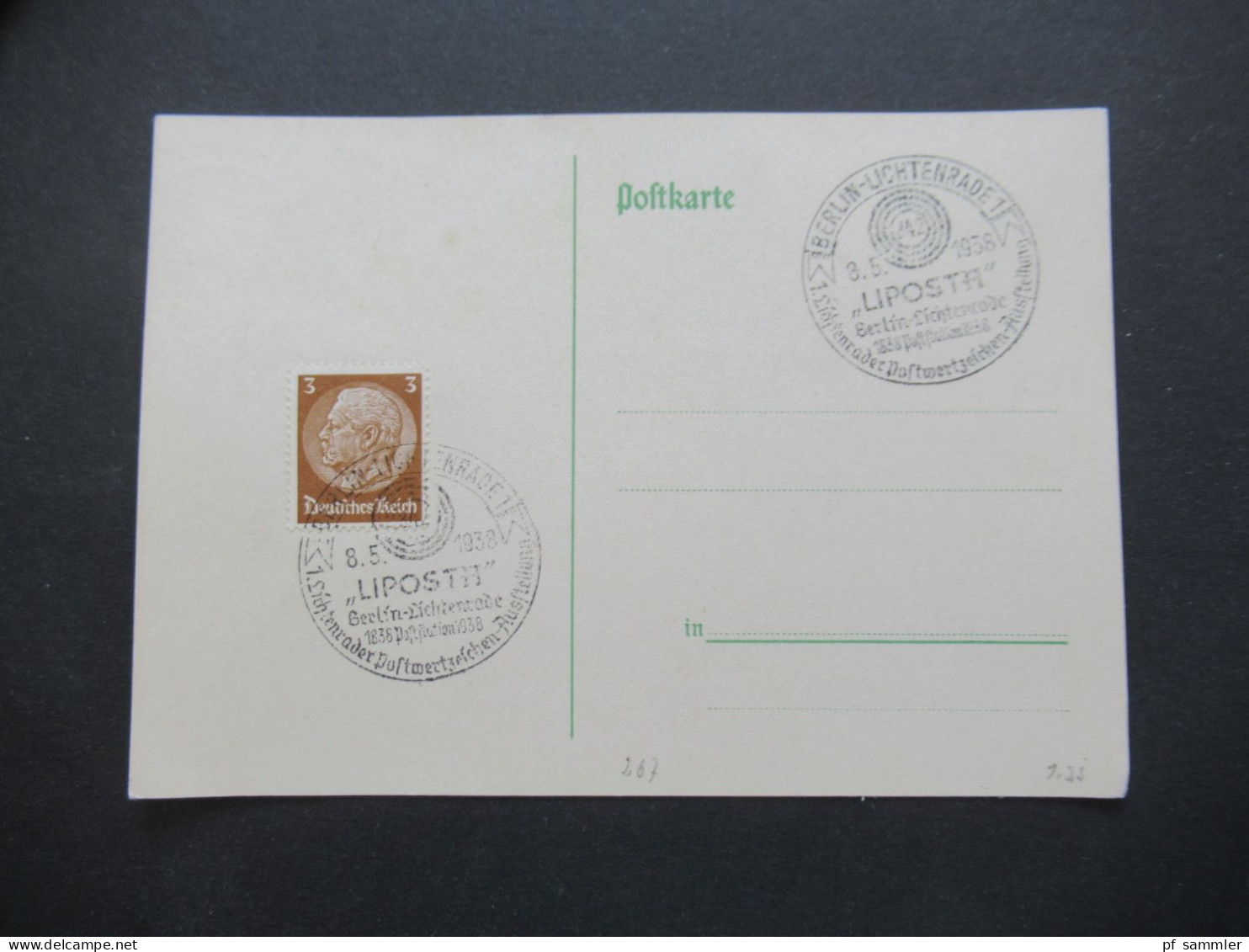 3.Reich 1937 / 1938 blanko PK mit Hindenburg Frankatur insgesamt 50 Stück verschiedene Sonderstempel! Propaganda Stempel