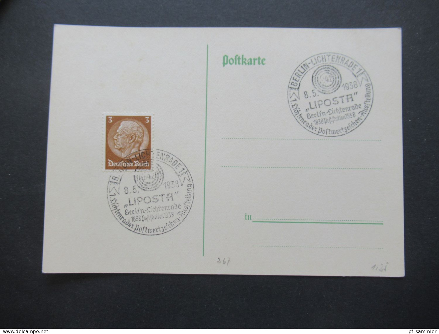 3.Reich 1937 / 1938 blanko PK mit Hindenburg Frankatur insgesamt 50 Stück verschiedene Sonderstempel! Propaganda Stempel