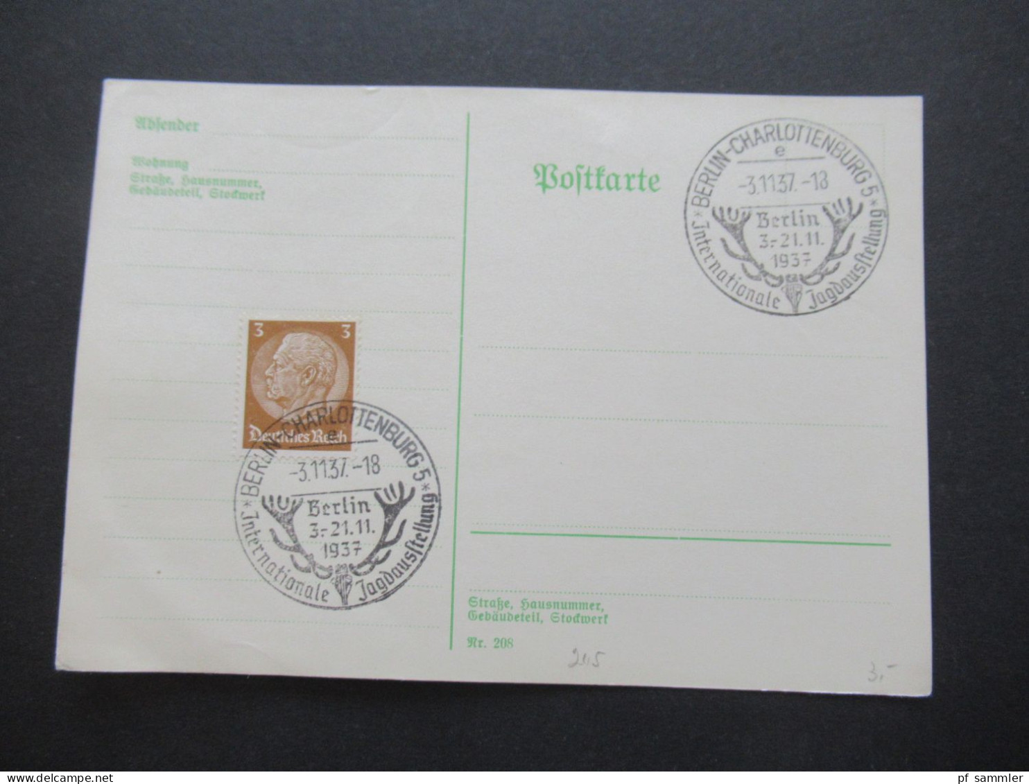 3.Reich 1937 / 1938 blanko PK mit Hindenburg Frankatur insgesamt 50 Stück verschiedene Sonderstempel! Propaganda Stempel