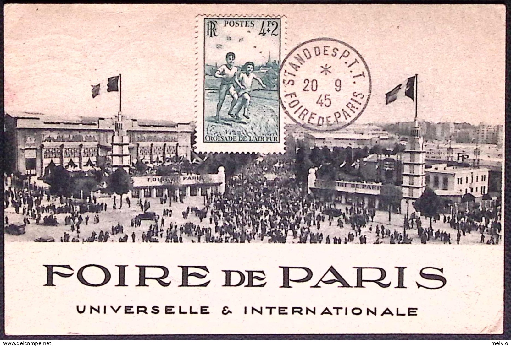 1945-Francia Cartolina Fiera Di Parigi Per La Cecoslovacchia - Covers & Documents