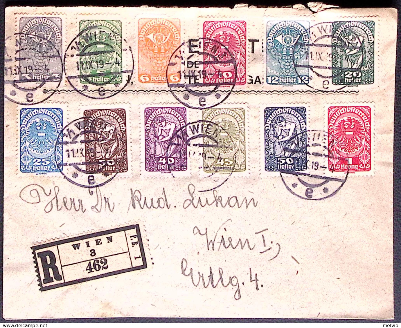 1919-Austria Raccomandata Per Vienna Con Affrancatura Multicolore - Lettres & Documents