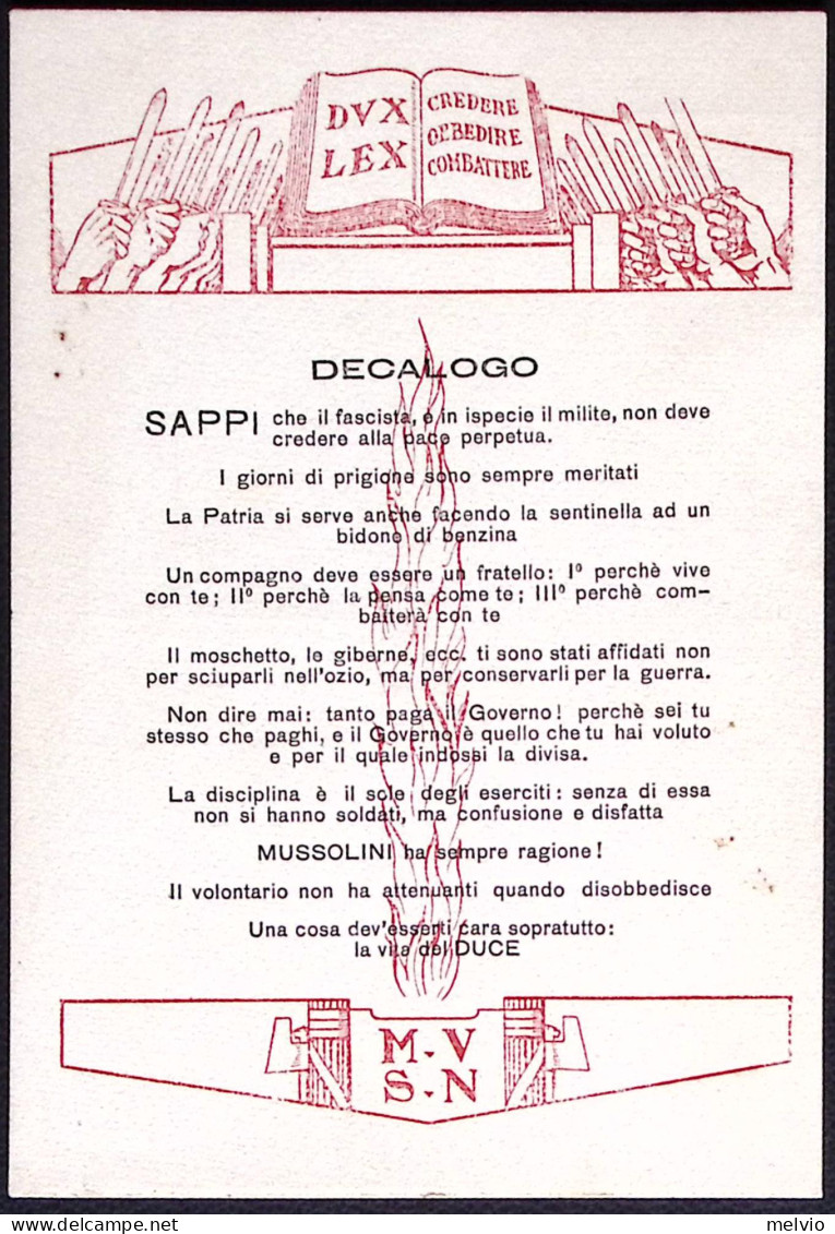 1940circa-Il Decalogo Del Milite Cartolina A Cura Dell'ufficio Storico Della Mil - Patriotiques