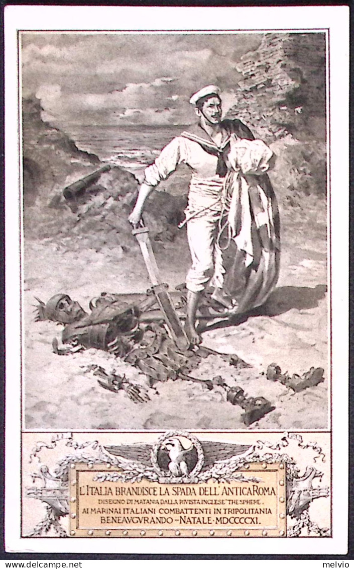 1911-L'Italia Brandisce La Spada Dell'antica Roma, Bollo Regia Cisterna Adige - Patriotic